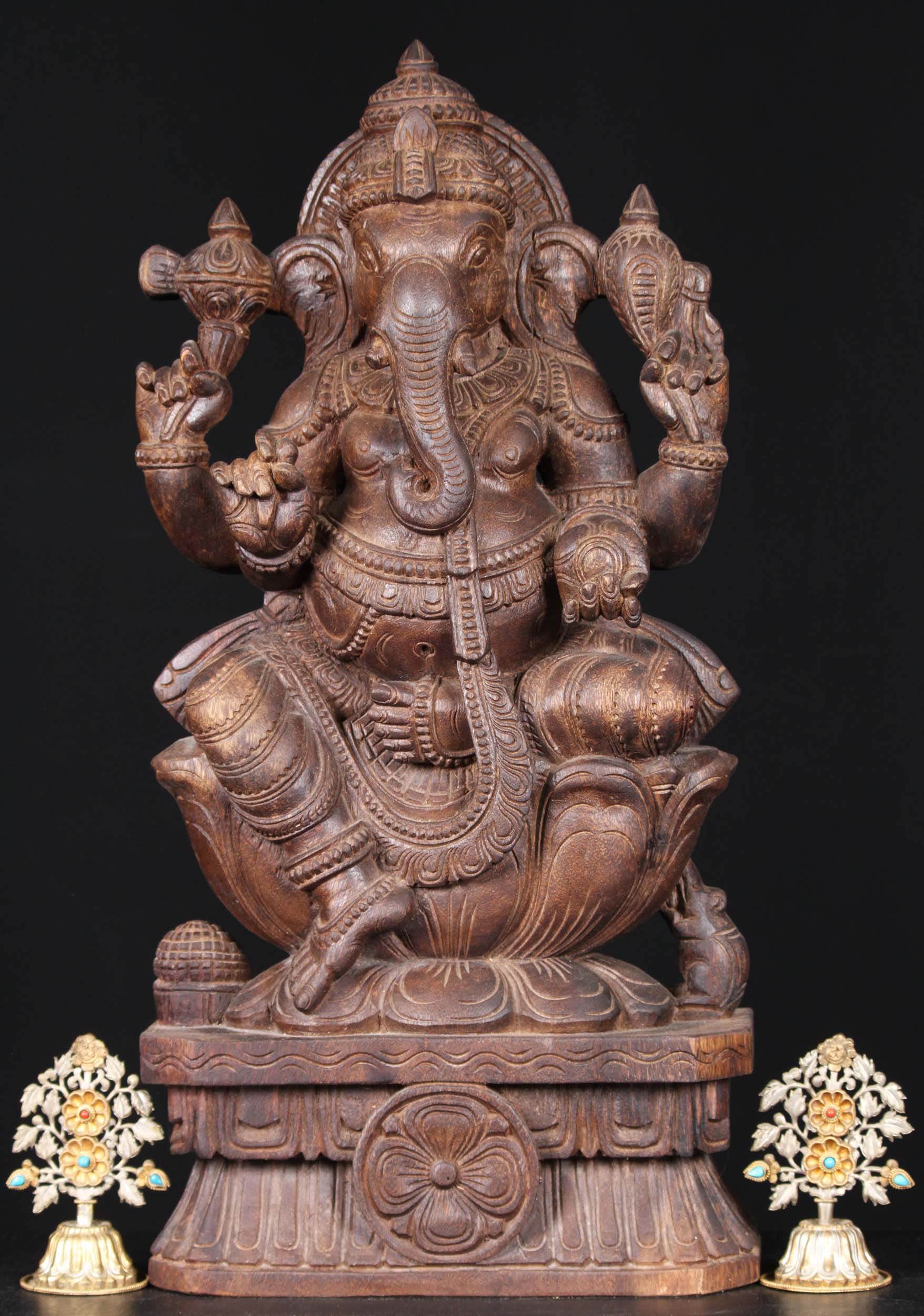 SOLD Wooden Ganesh Statue Holding His Broken Tusk 24