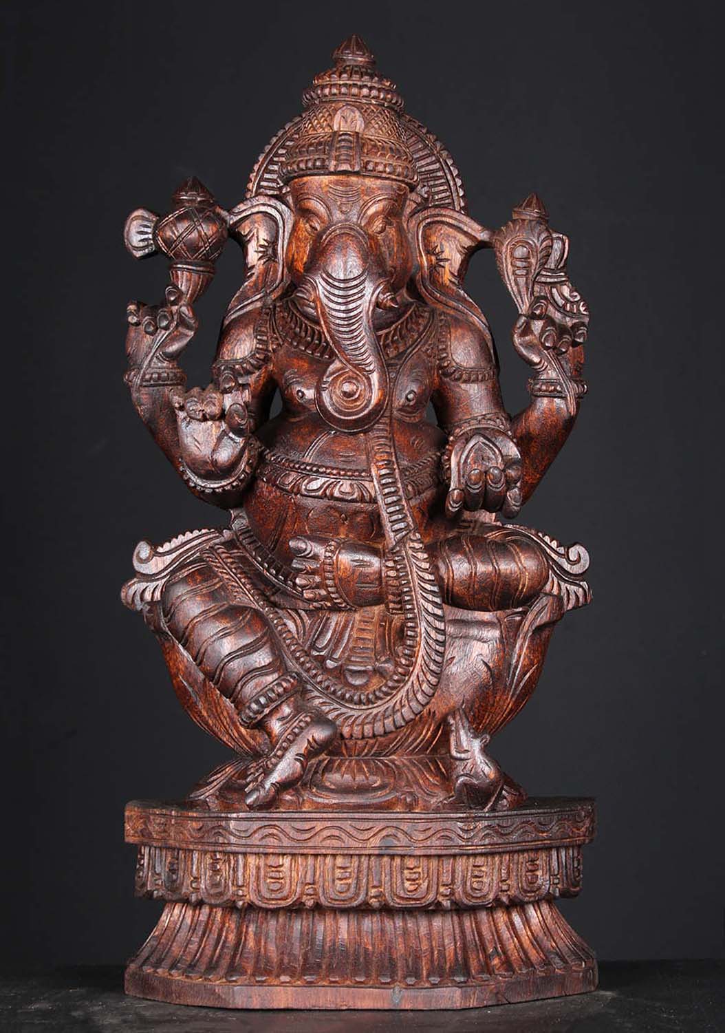 Wooden Statue of Lord Ganapathi 24"