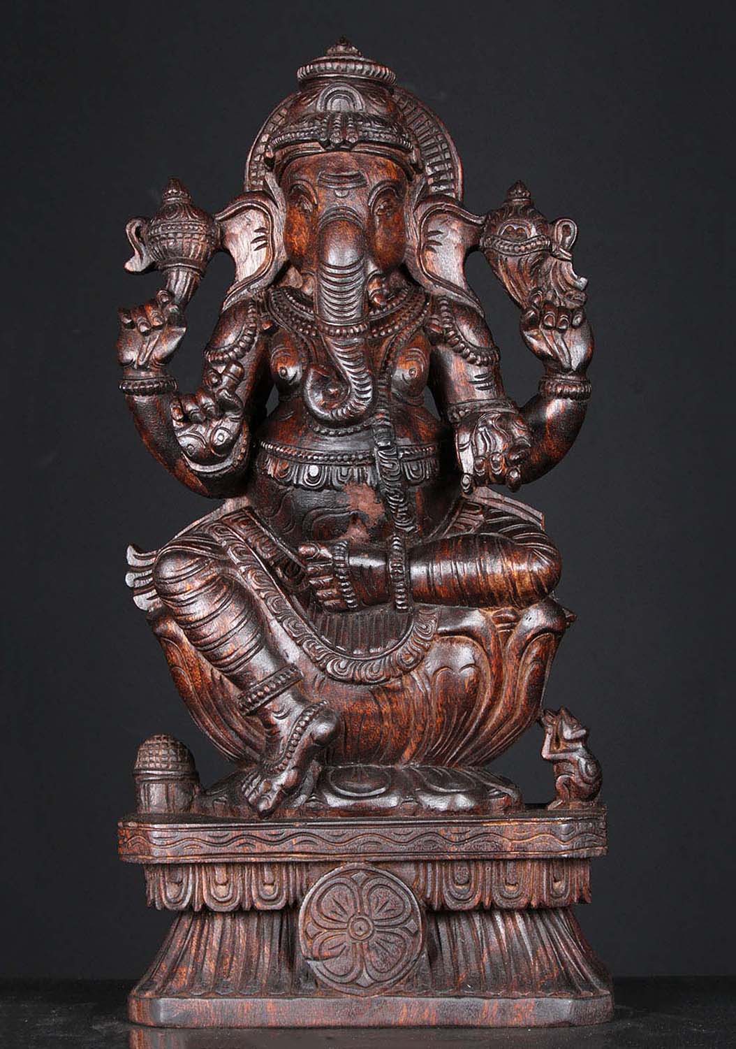 Statue Wood Ganesha 24"