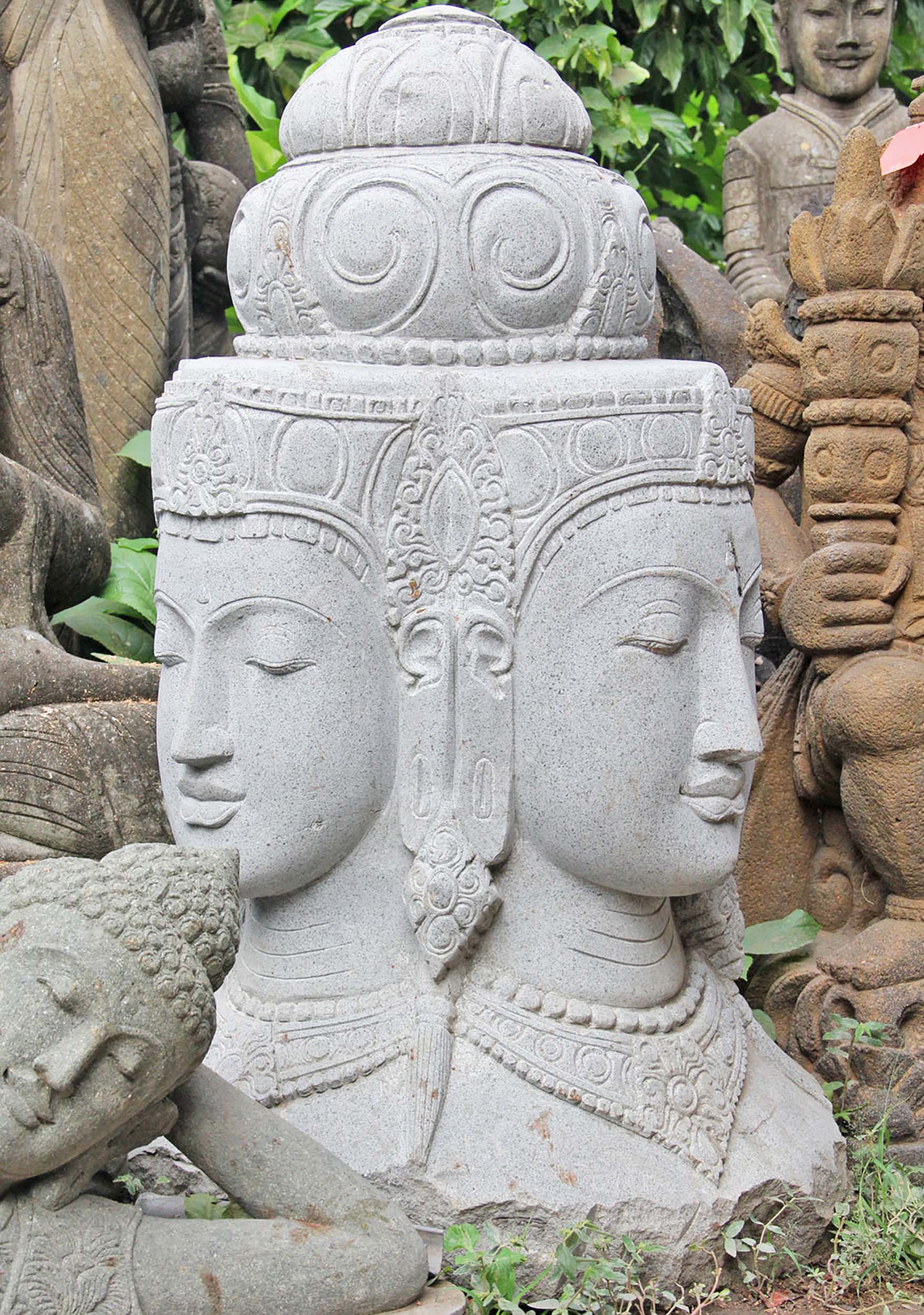 Stone 4 Faced Brahma Bust 44"