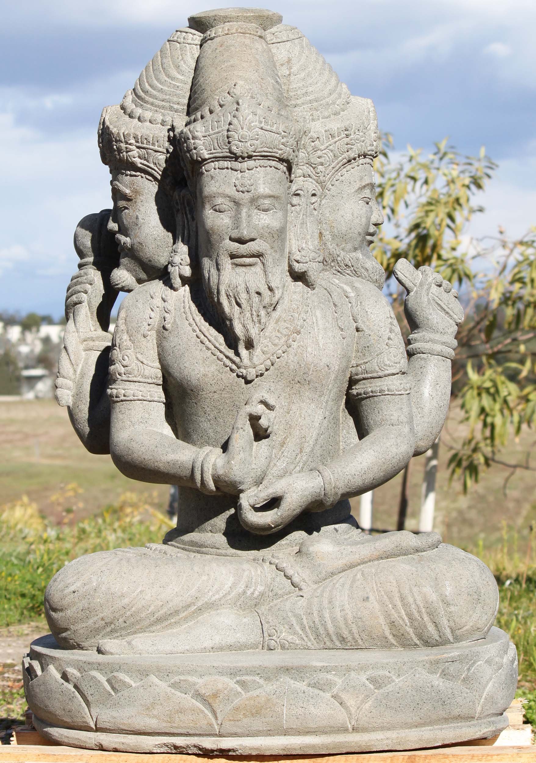 Stone Brahma Carving 34"