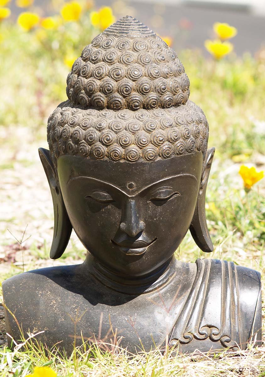 Stone Buddha Garden Bust 19"