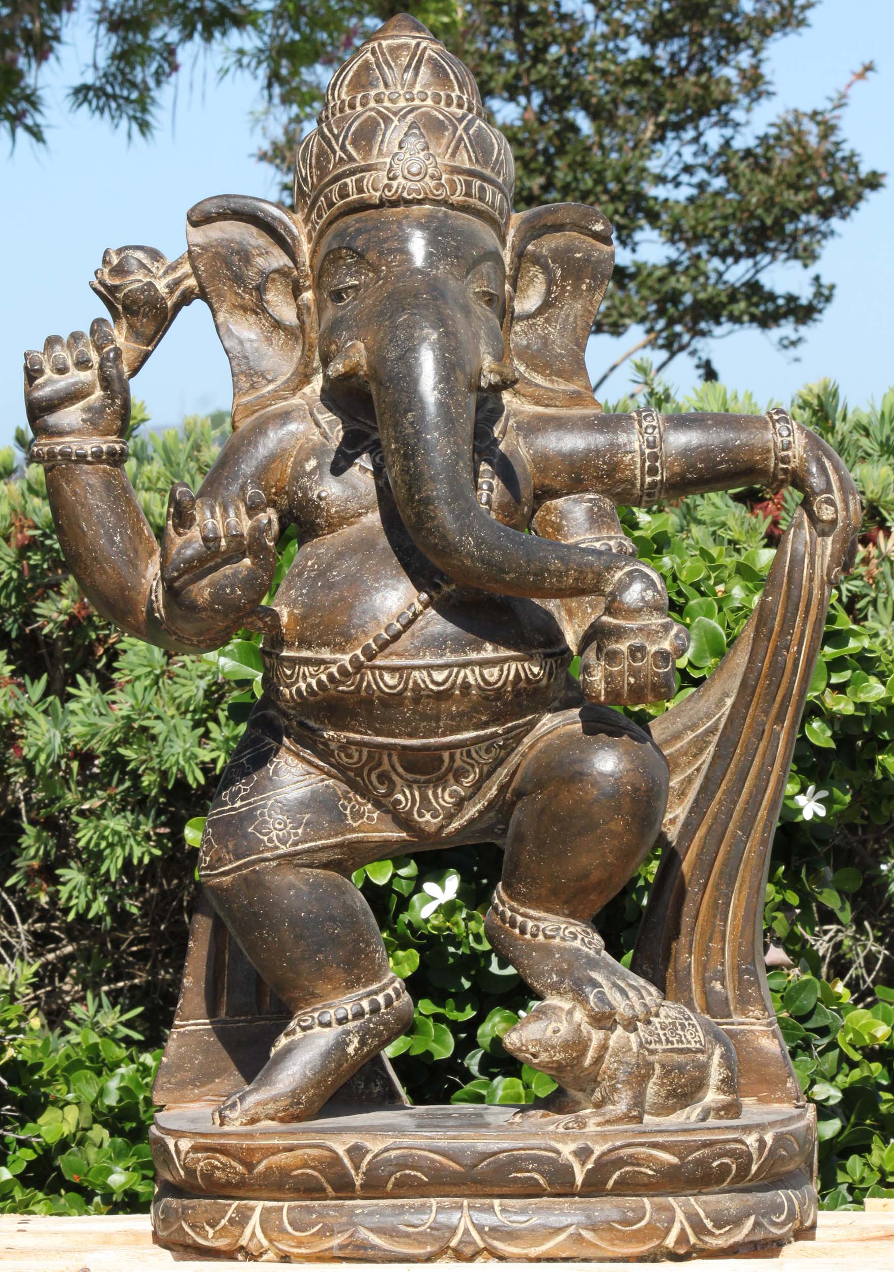 SOLD Stone Dancing Ganesh Garden Sculpture 36