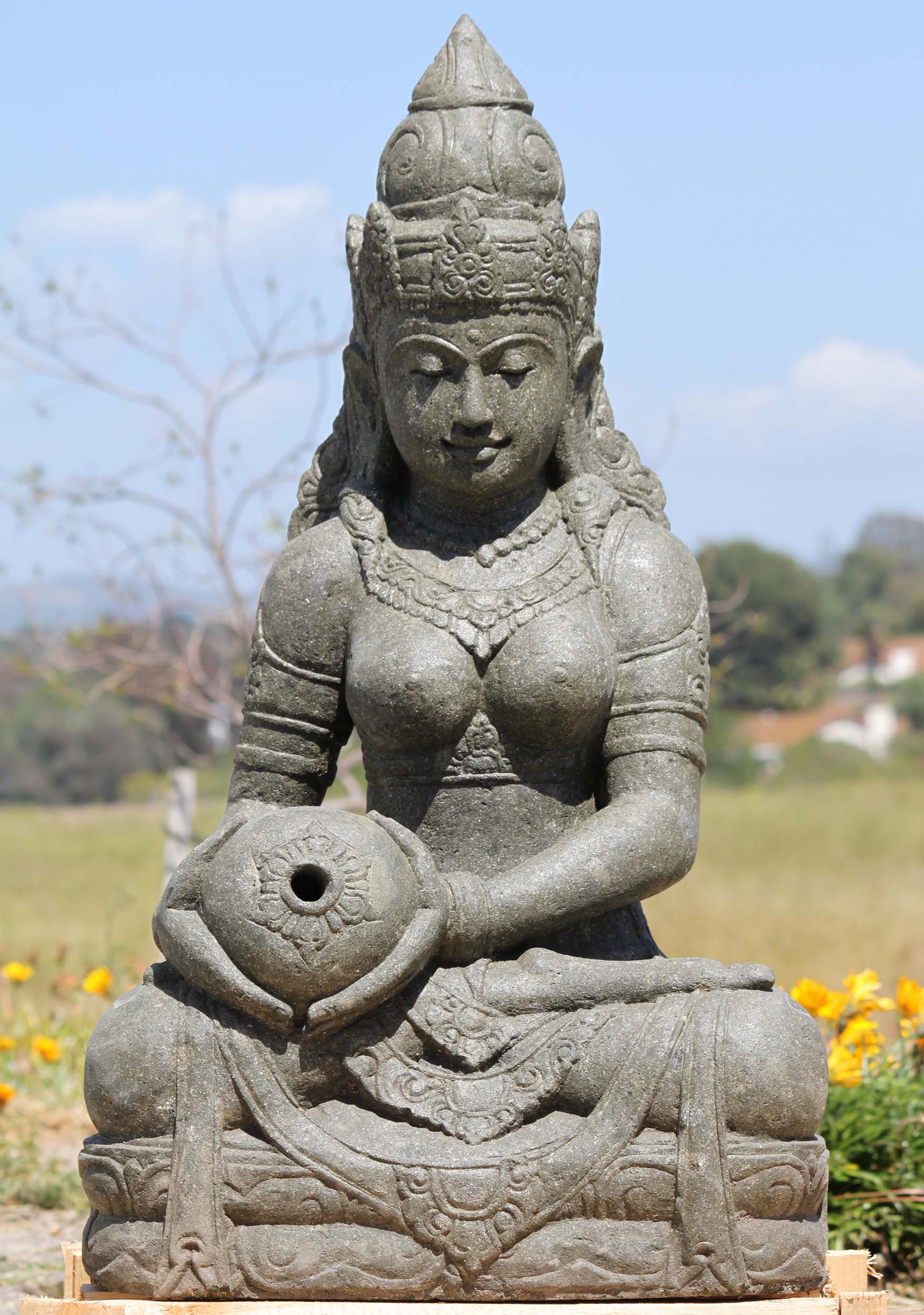 Stone Devi Tara Fountain Statue 39"