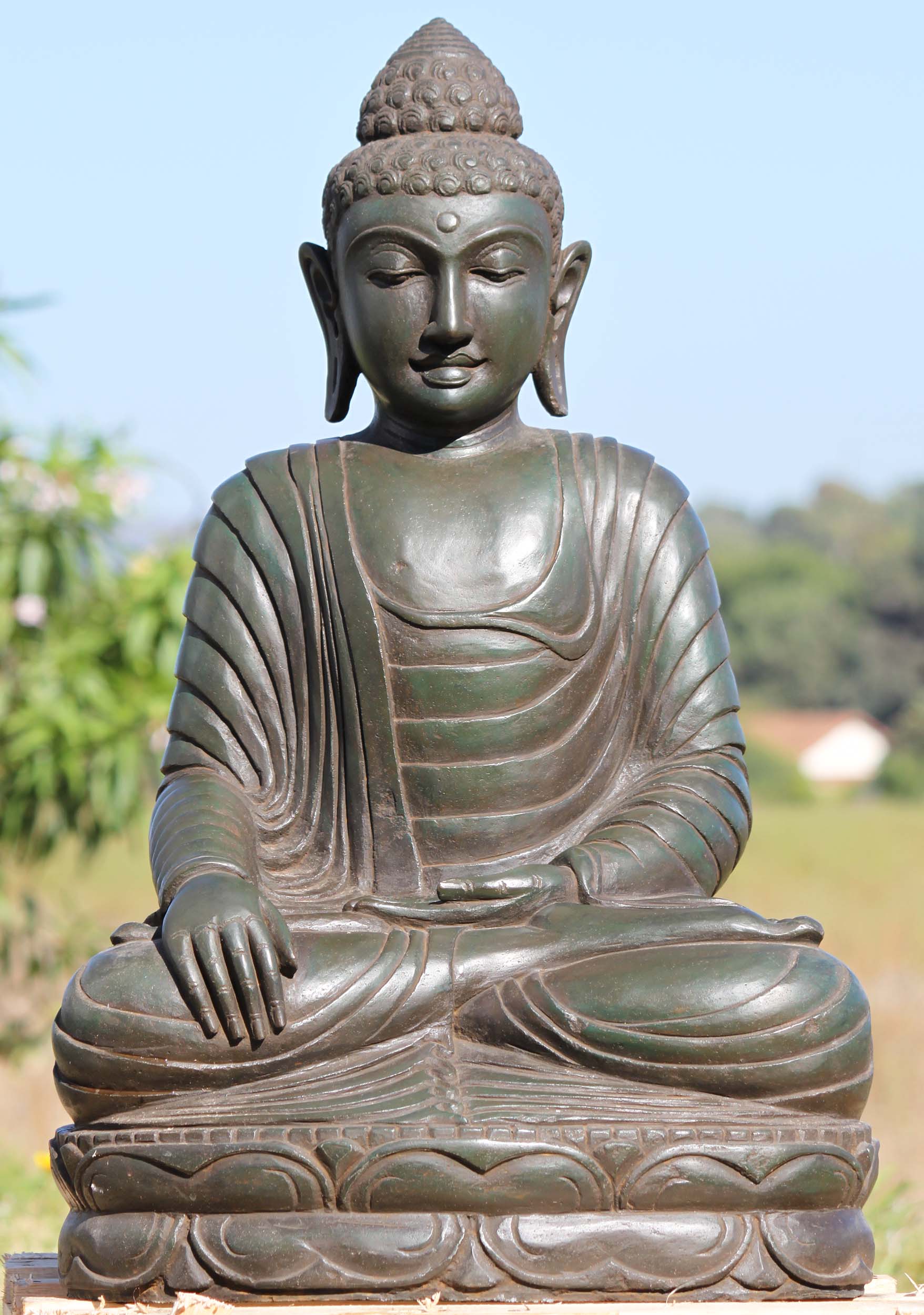 SOLD Stone Earth Touching Buddha Sculpture 30