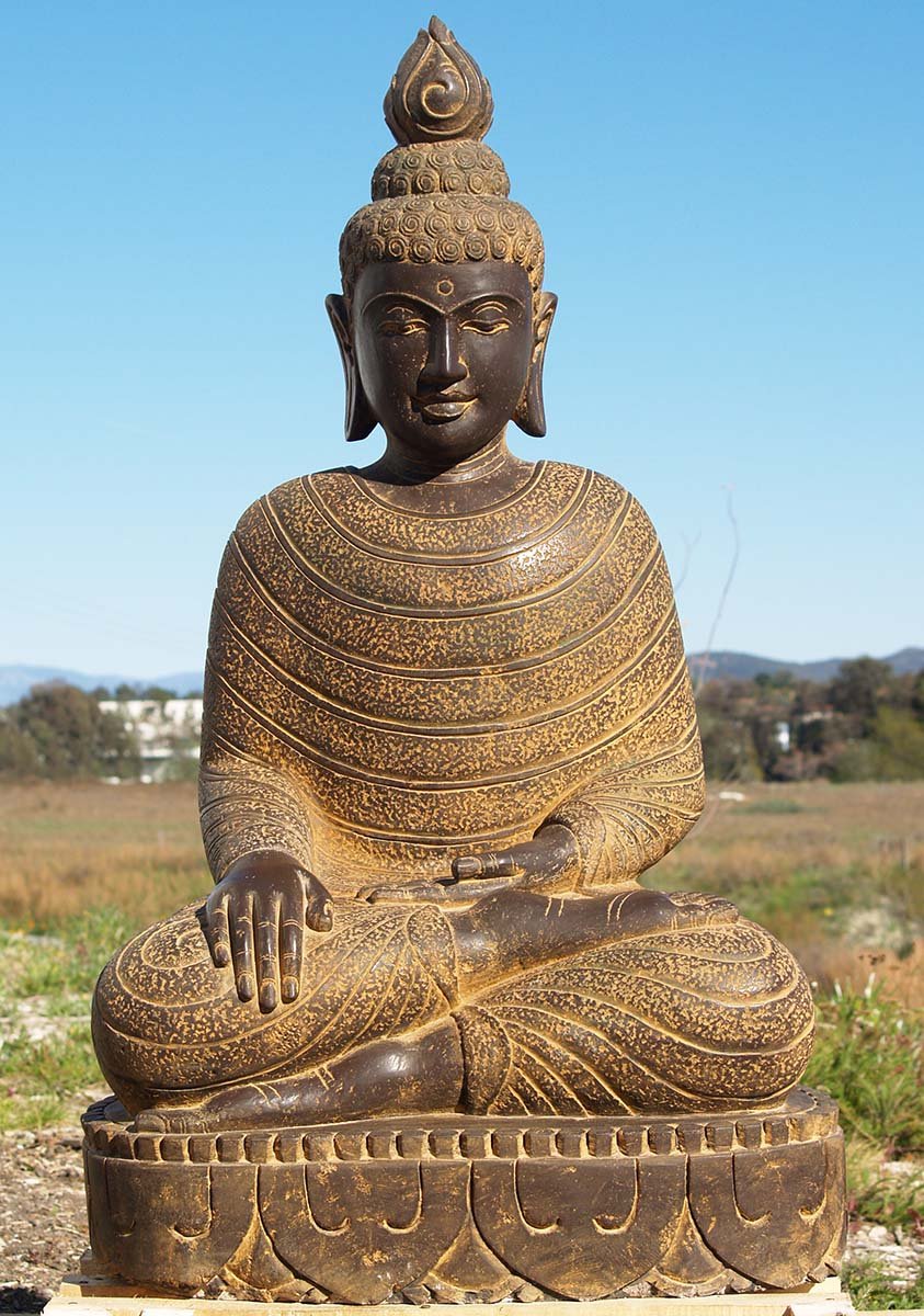 Stone Earth Touching Buddha 44"