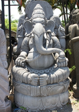 SOLD Wood Ganesh Statue with Broken Tusk 24