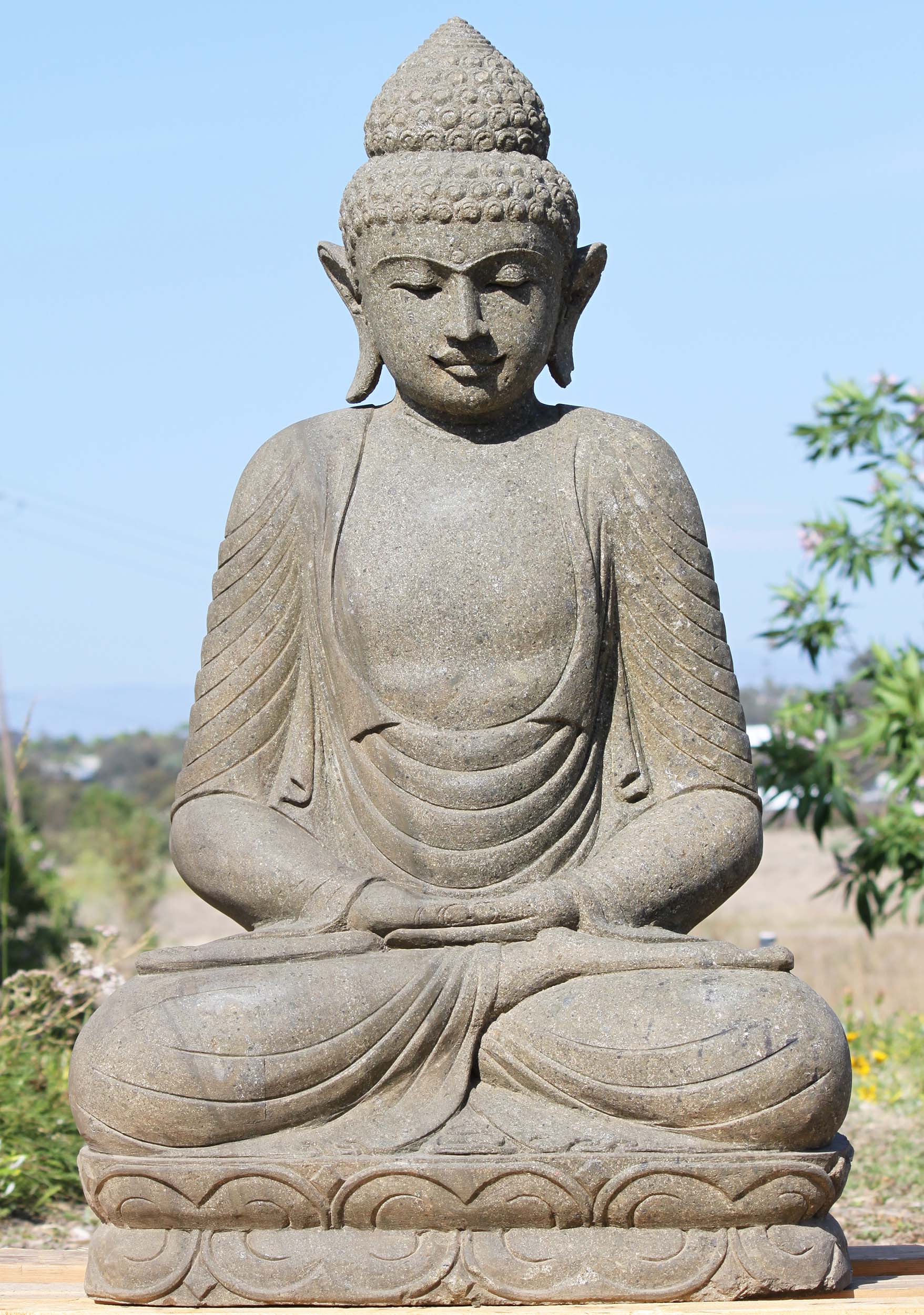 SOLD Stone Meditating Buddha Sculpture Garden 40