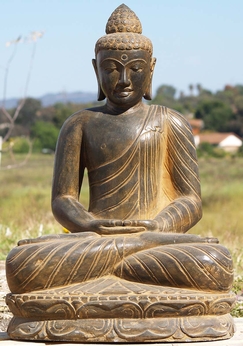 SOLD Stone Meditating Buddha Sculpture 33
