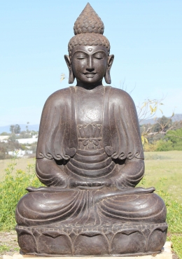 SOLD Stone Dharmachakra Buddha Garden Statue 40