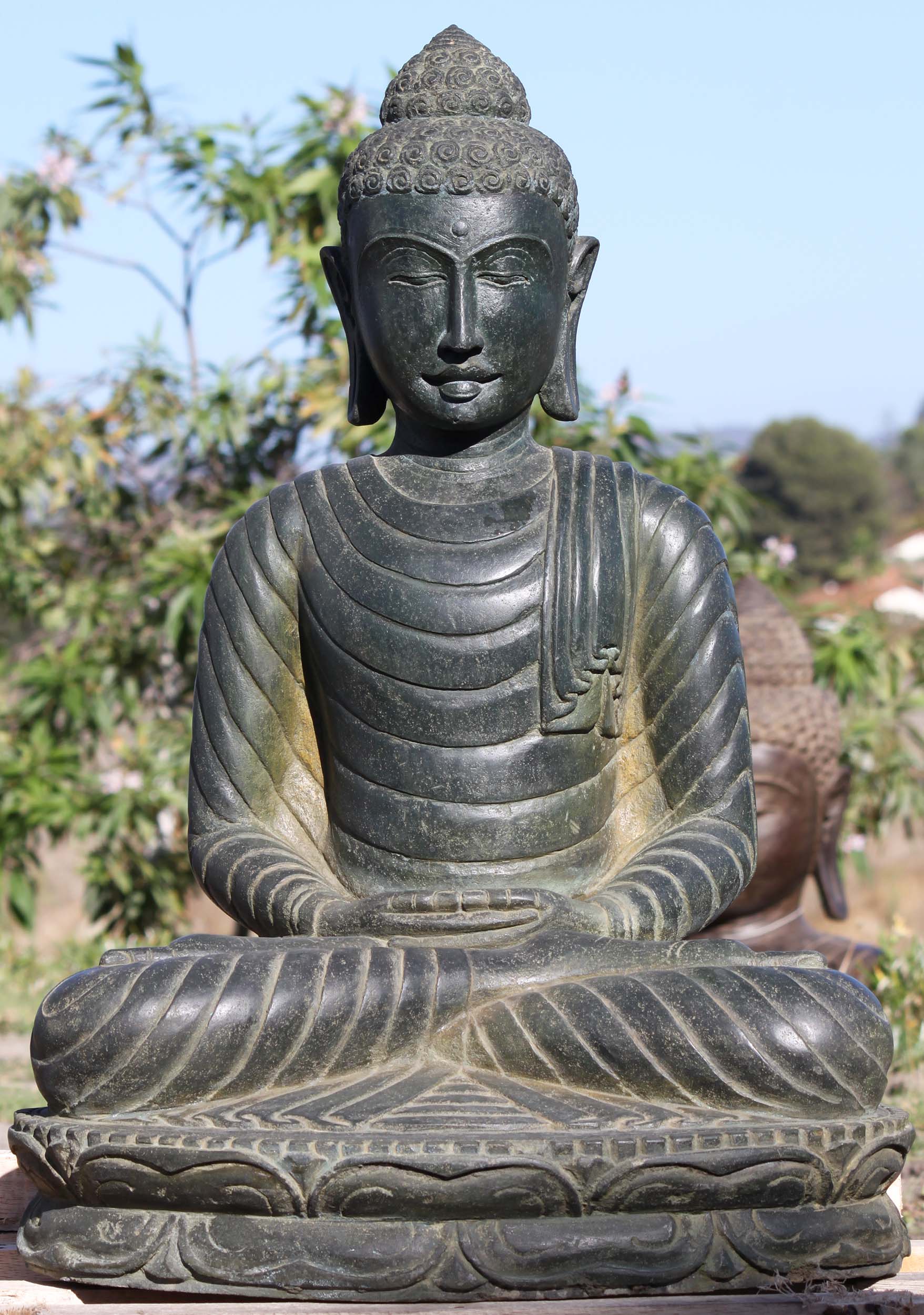 SOLD Stone Meditating Garden Buddha Sculpture 32