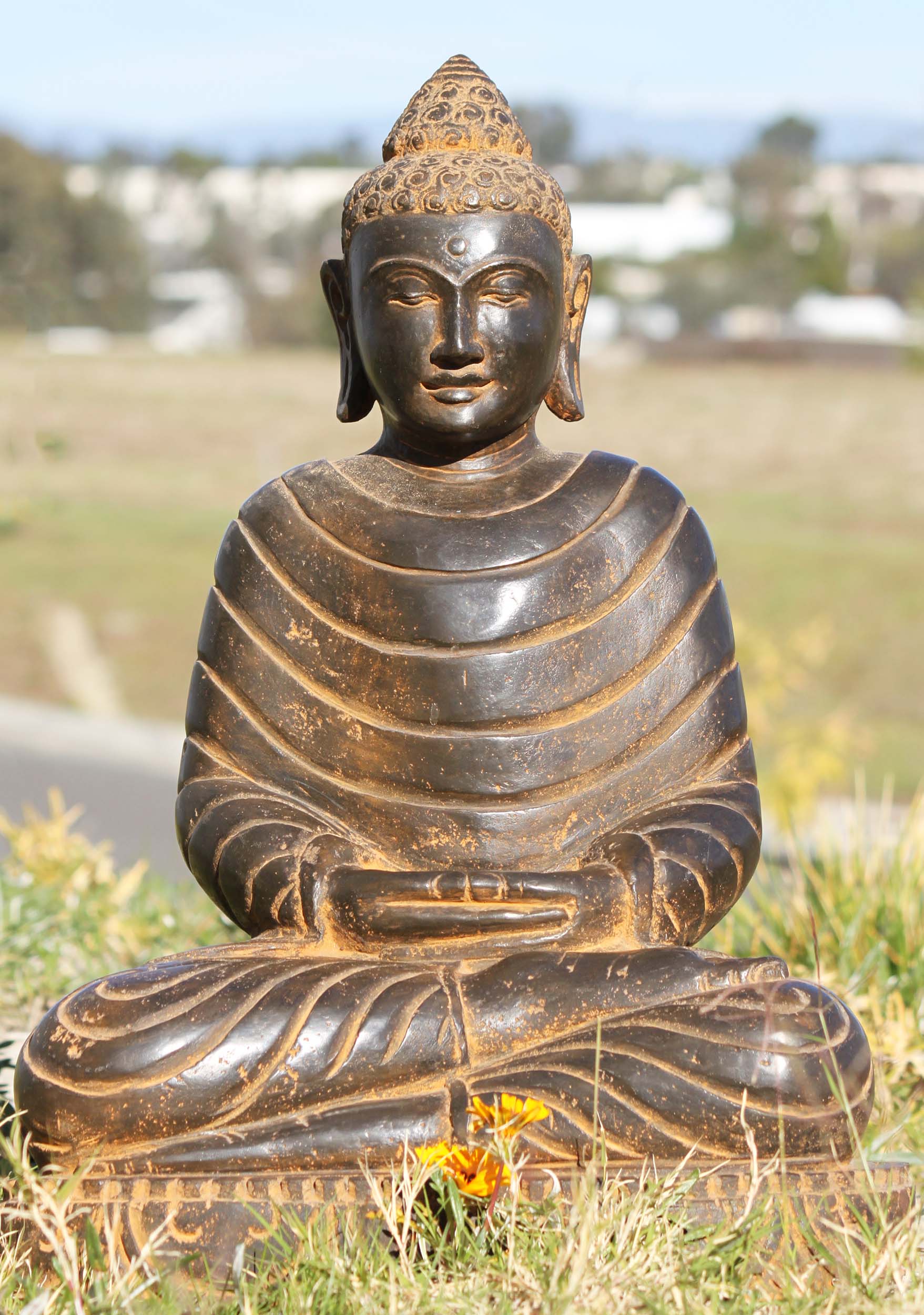 SOLD Stone Meditating Garden Buddha Statue 22