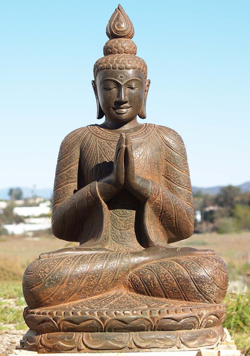 SOLD Stone Namaste Buddha Garden Statue 40