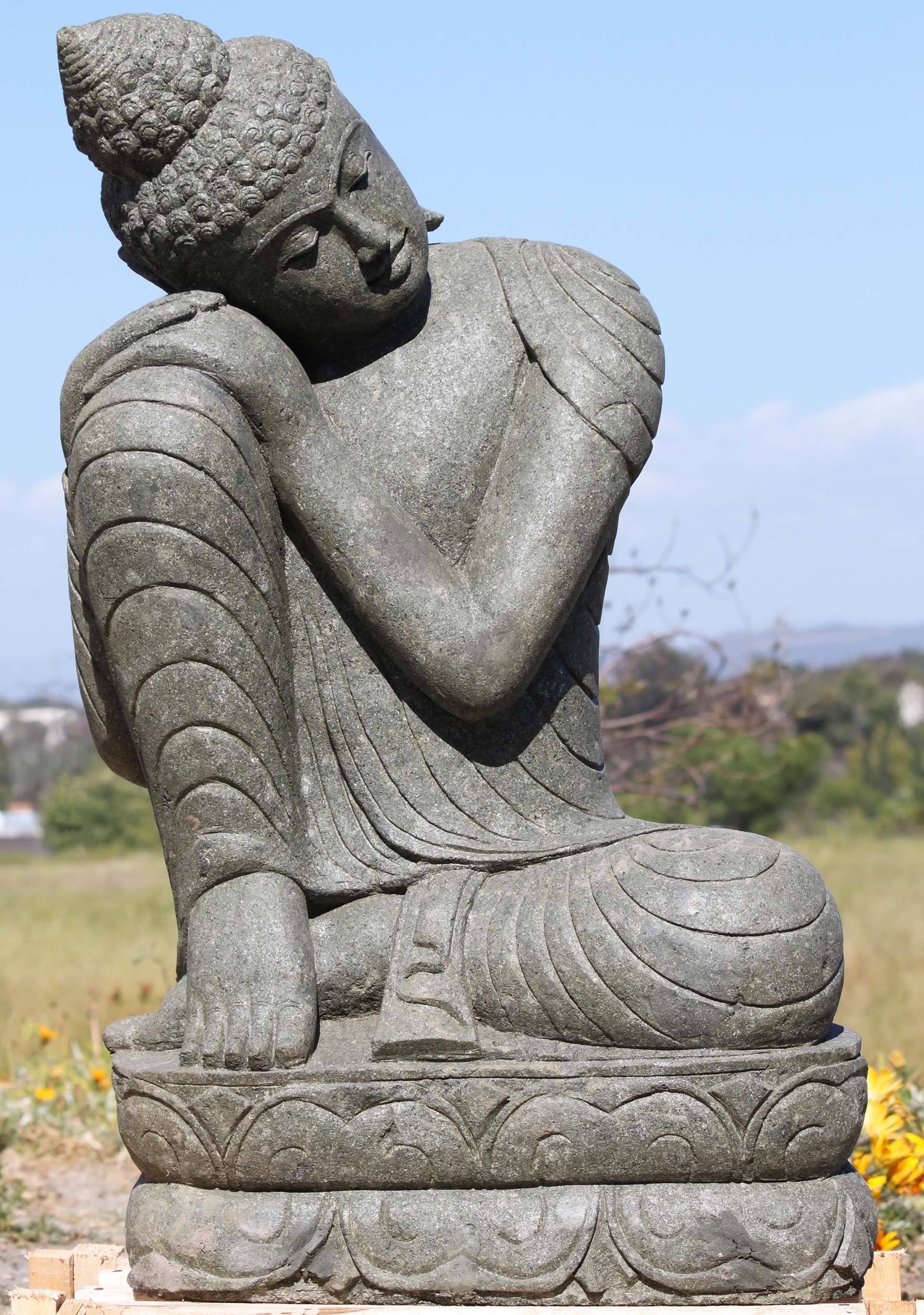 Stone Buddha Resting with His Hands on Knee 40"