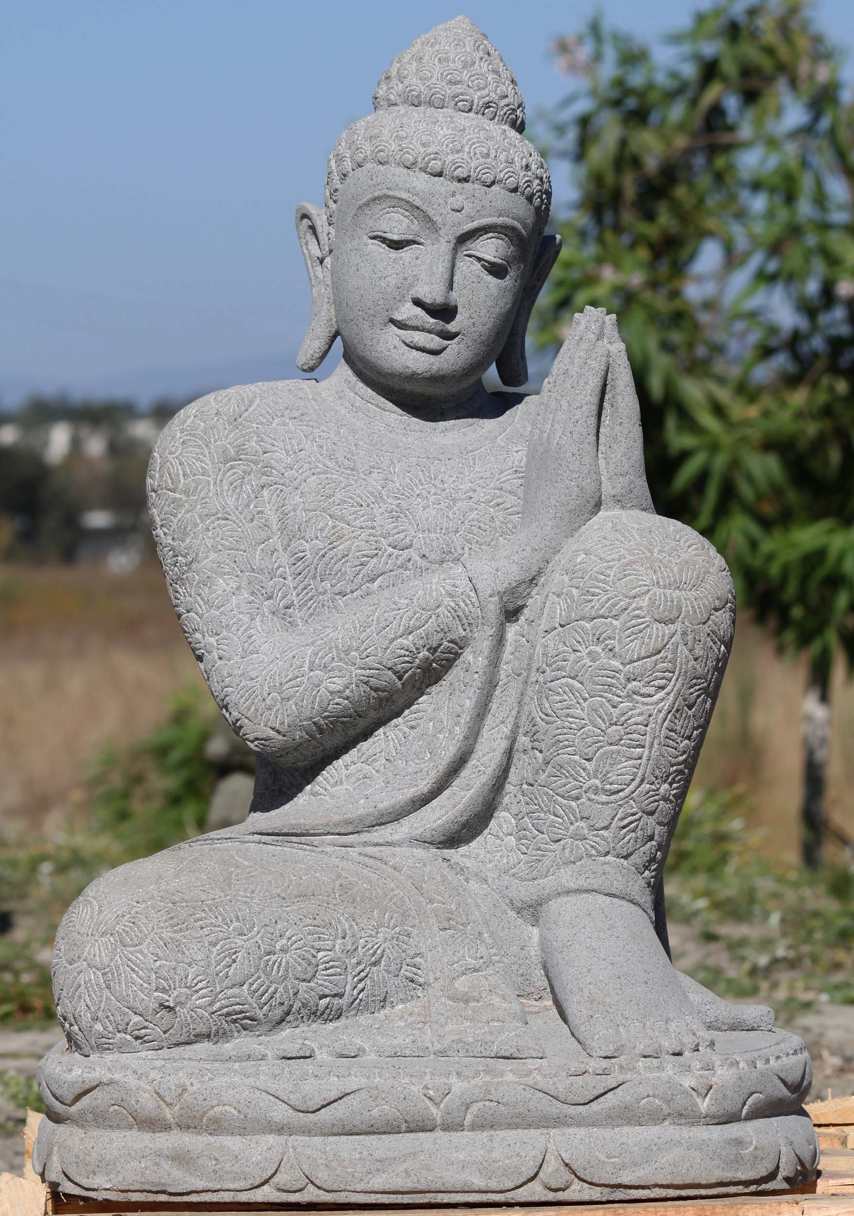 Stone Garden Namaste Buddha Sculpture 29"