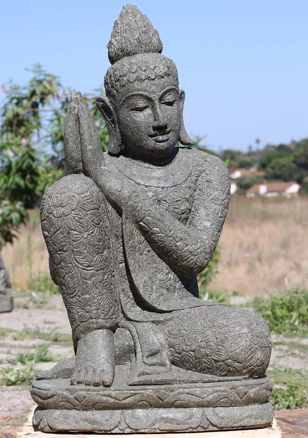 Stone Resting Namaste Garden Buddha Statue 31"