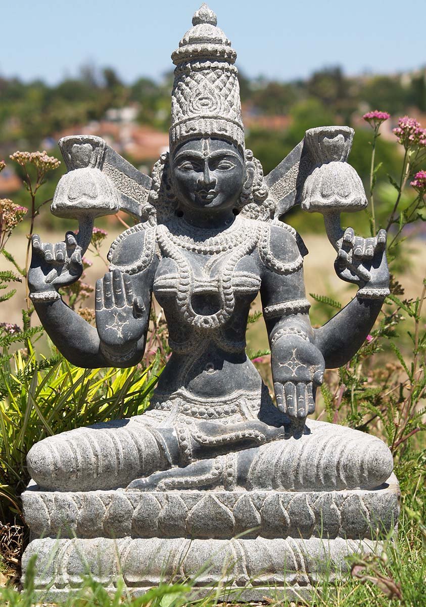 Stone Seated Lakshmi Statue 26"