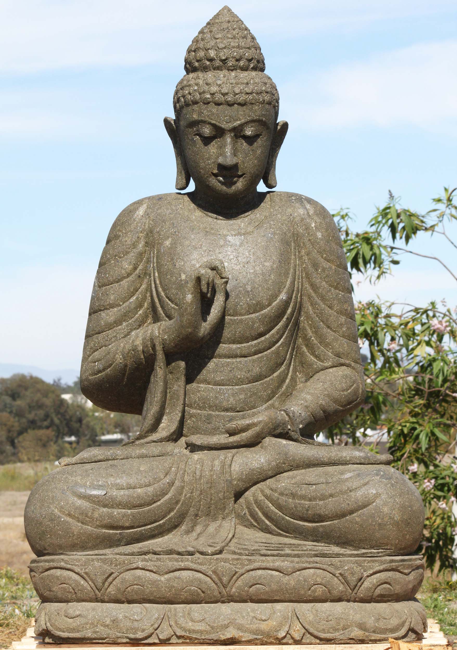 SOLD Stone Teaching Buddha Garden Sculpture 43