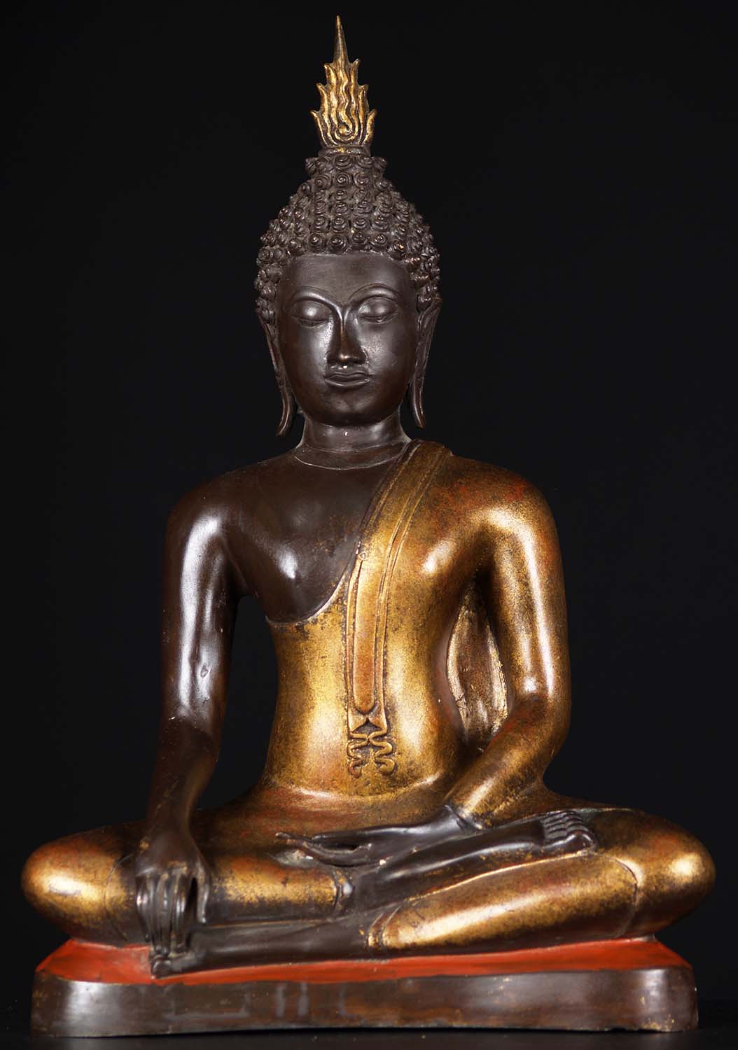 Brass Sukhothai Earth Touching Buddha Statue 18