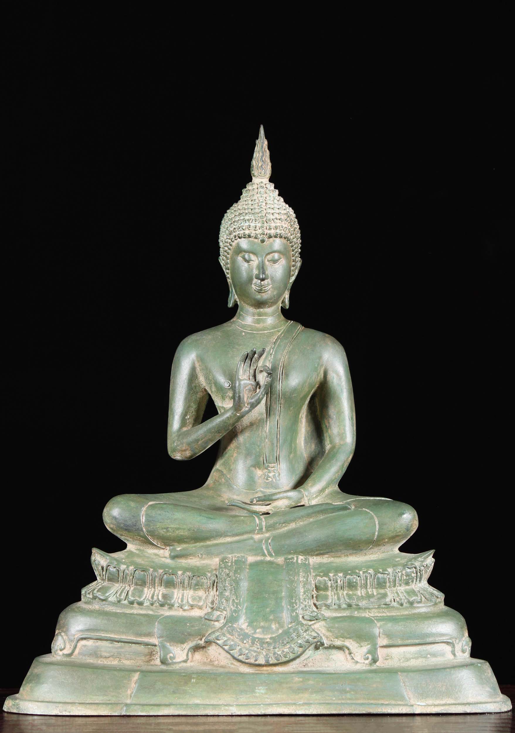 Brass Sukhothai Style Teaching Buddha Statue 16"