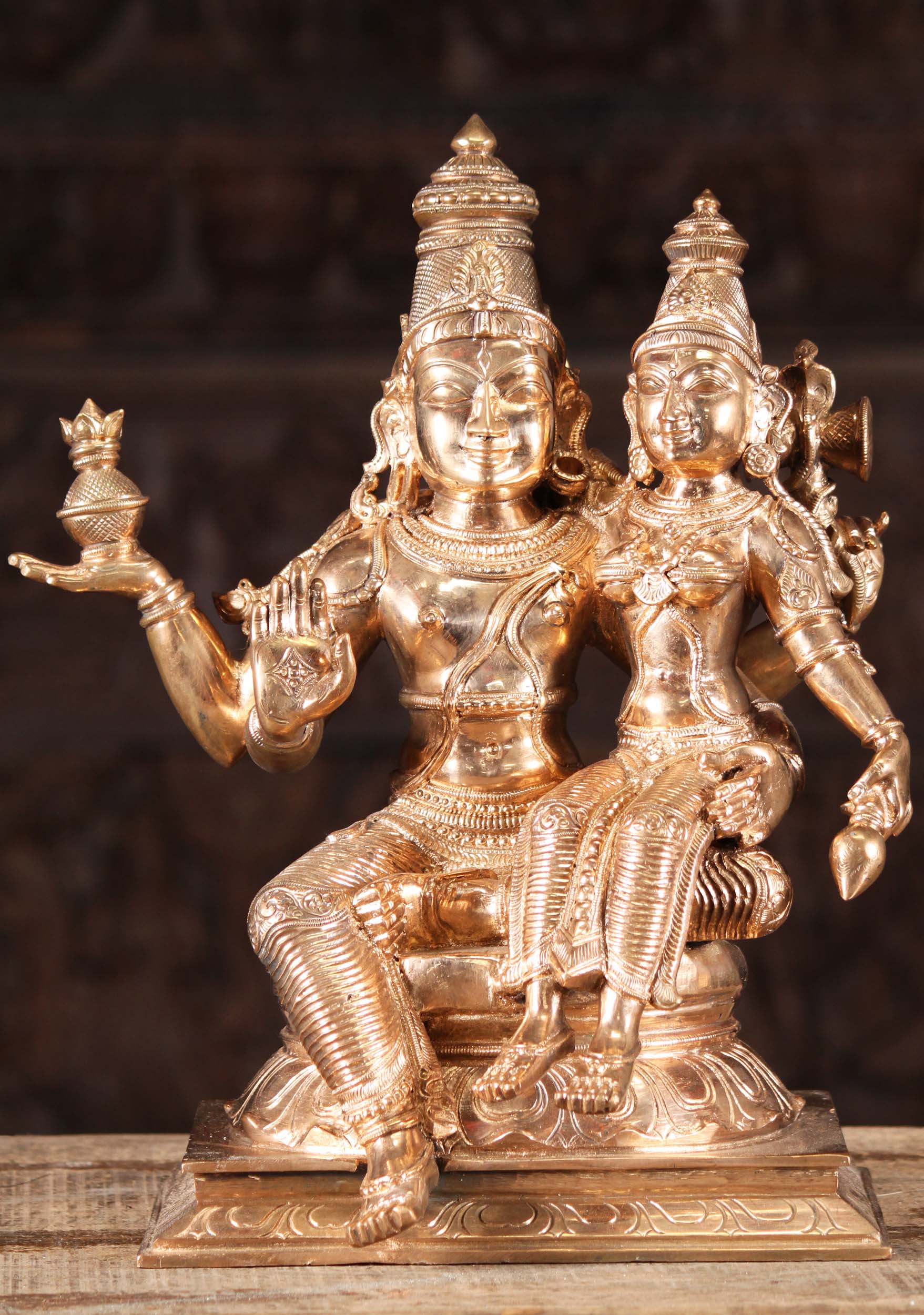 Bronze Swarnakarshana Bhairava with Parvati 15"