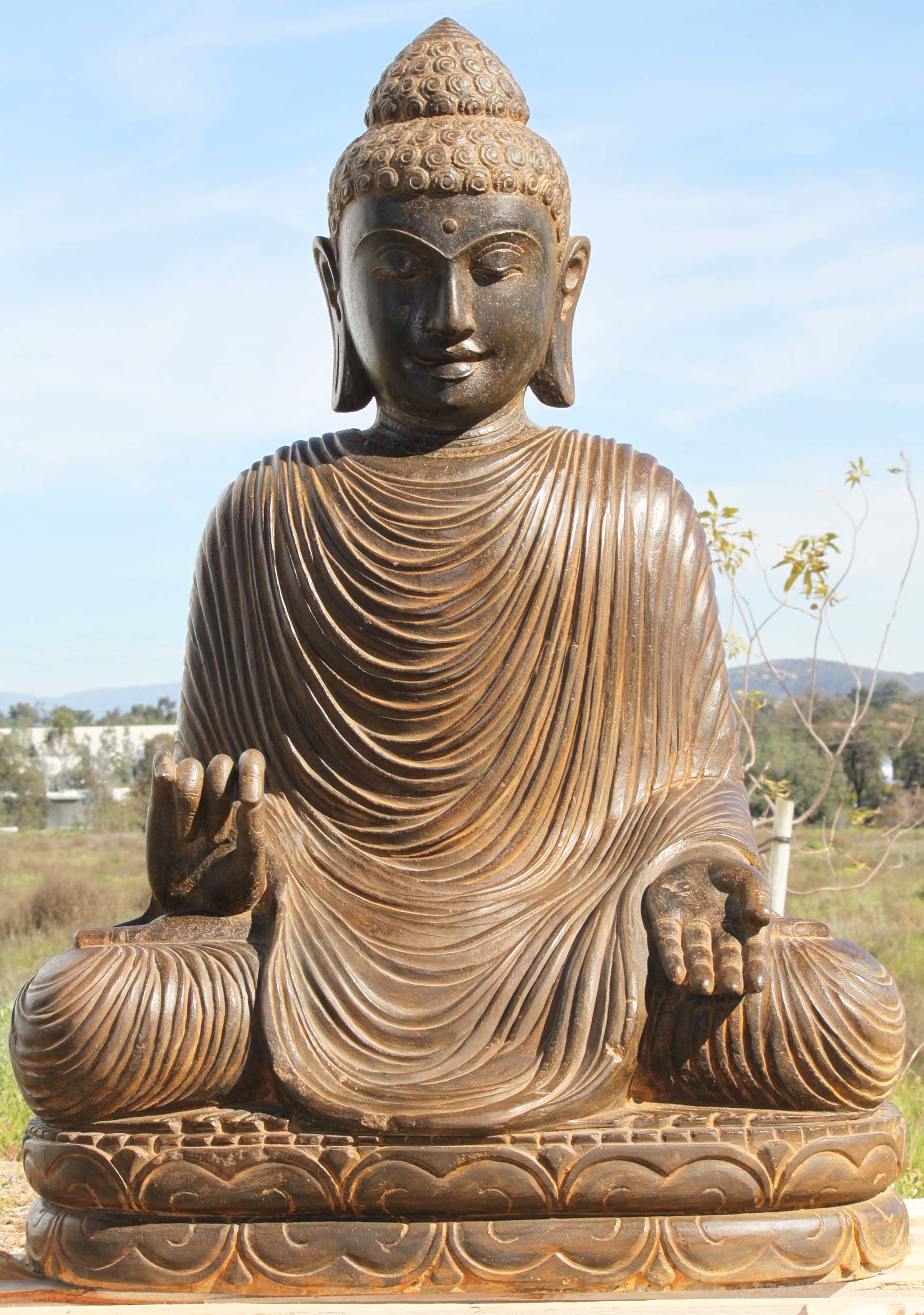 SOLD Stone Teaching, Boon Granting Buddha Statue 40