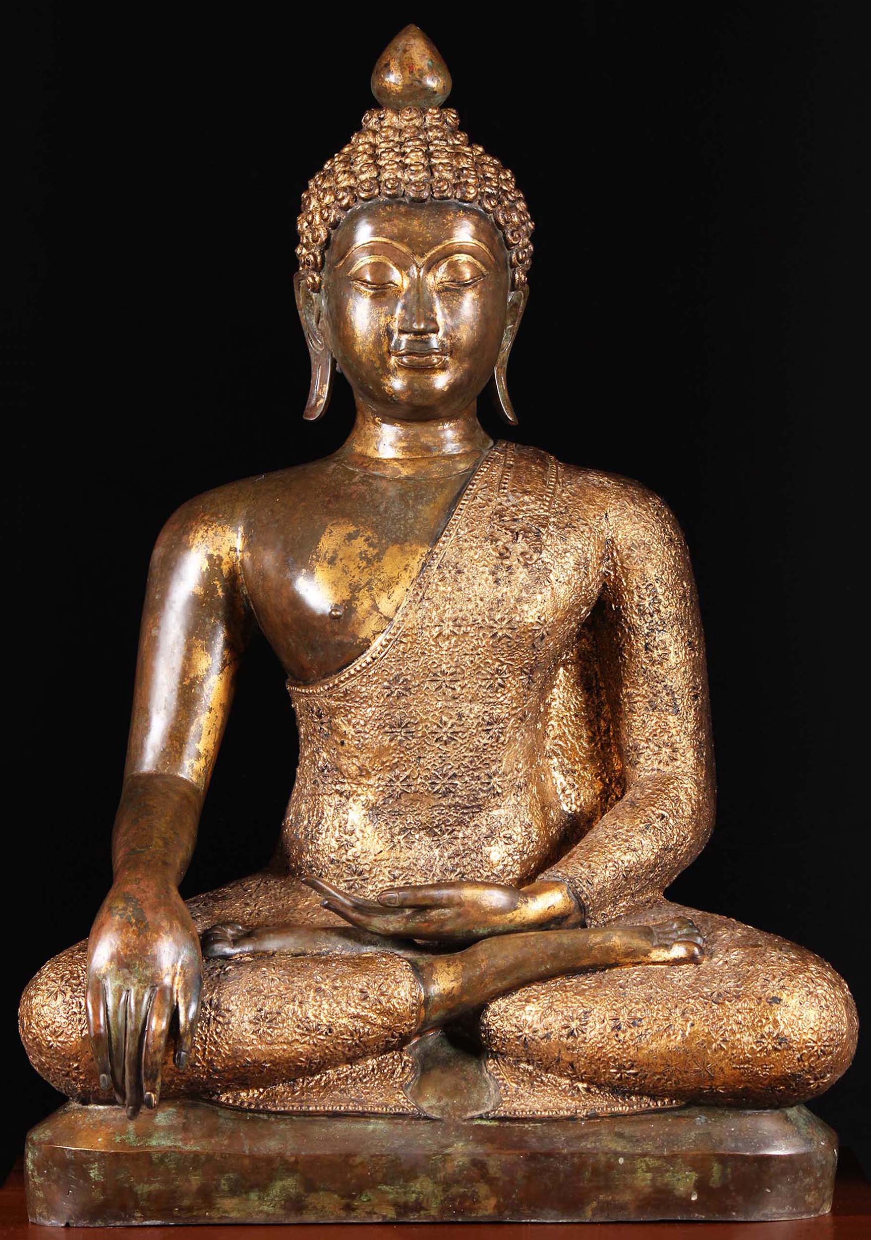 Thai Buddha Statue with Stunning Gold Patina 43