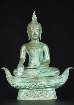 SOLD Brass Buddha on Elephant Base 43