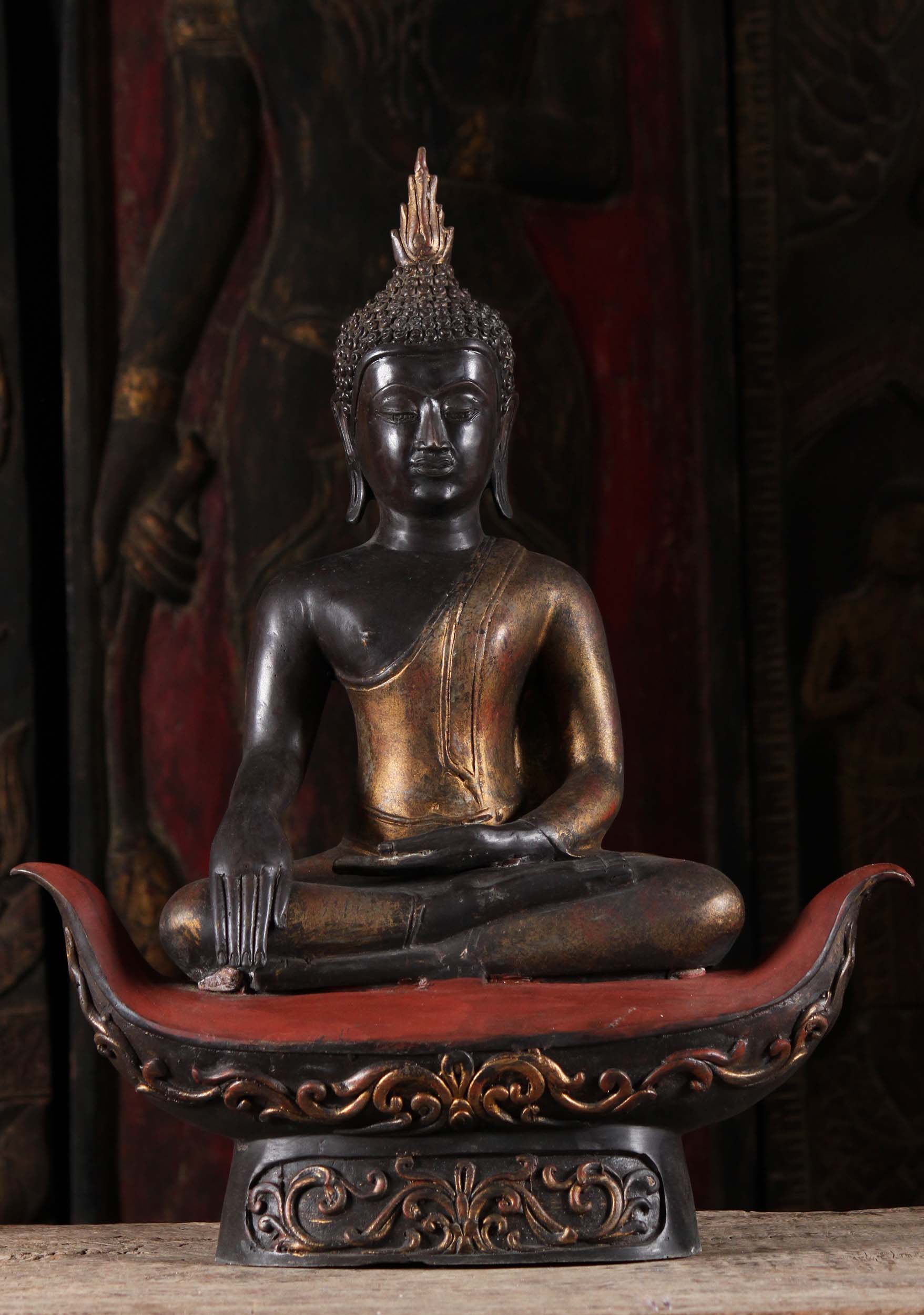 Brass Uttong Thai Style Buddha Statue 21"