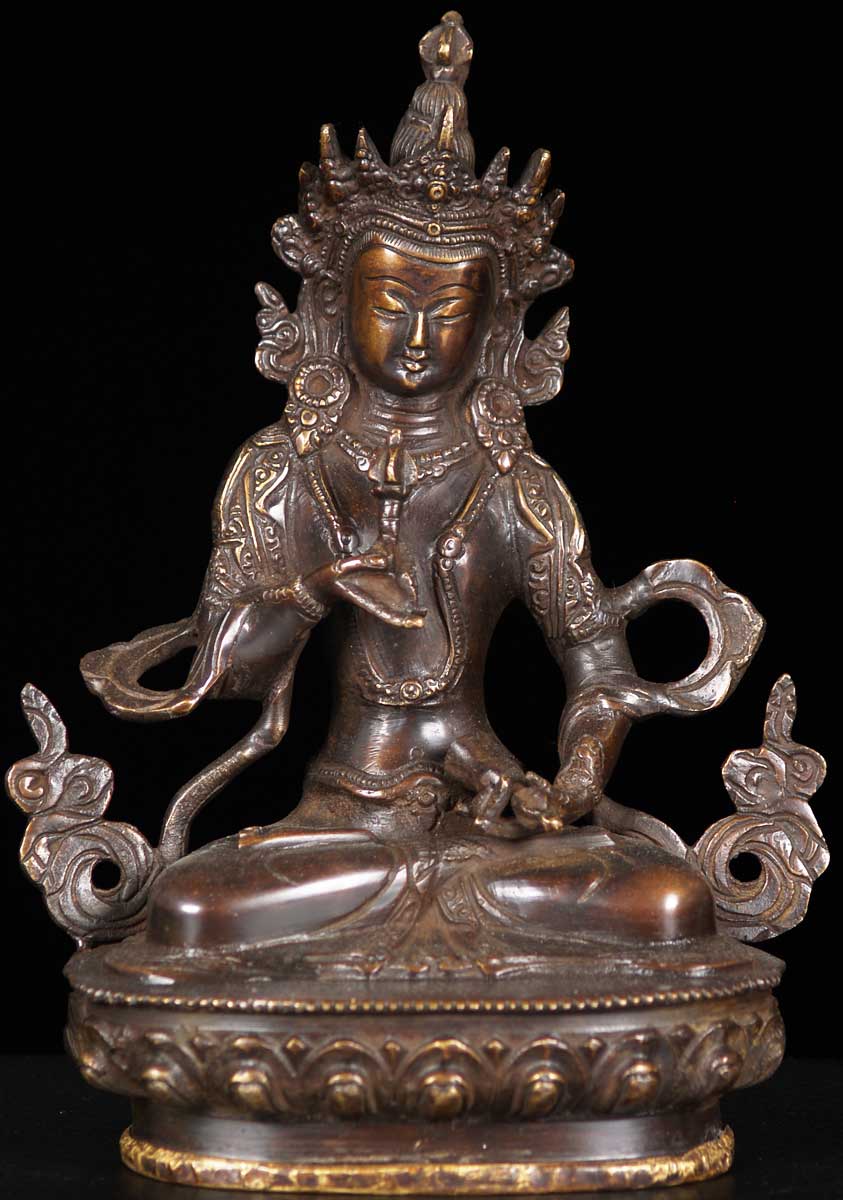 Brass Bodhisattva Vajrasattva Statue 8.5"