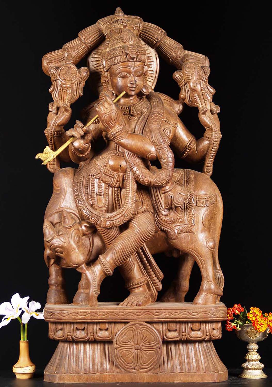 Wooden Venugopal Statue 30"