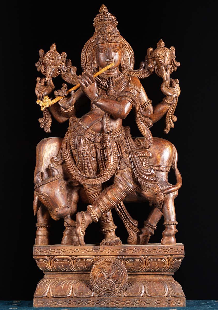 Wooden Gopal Venugopal Carving 30"