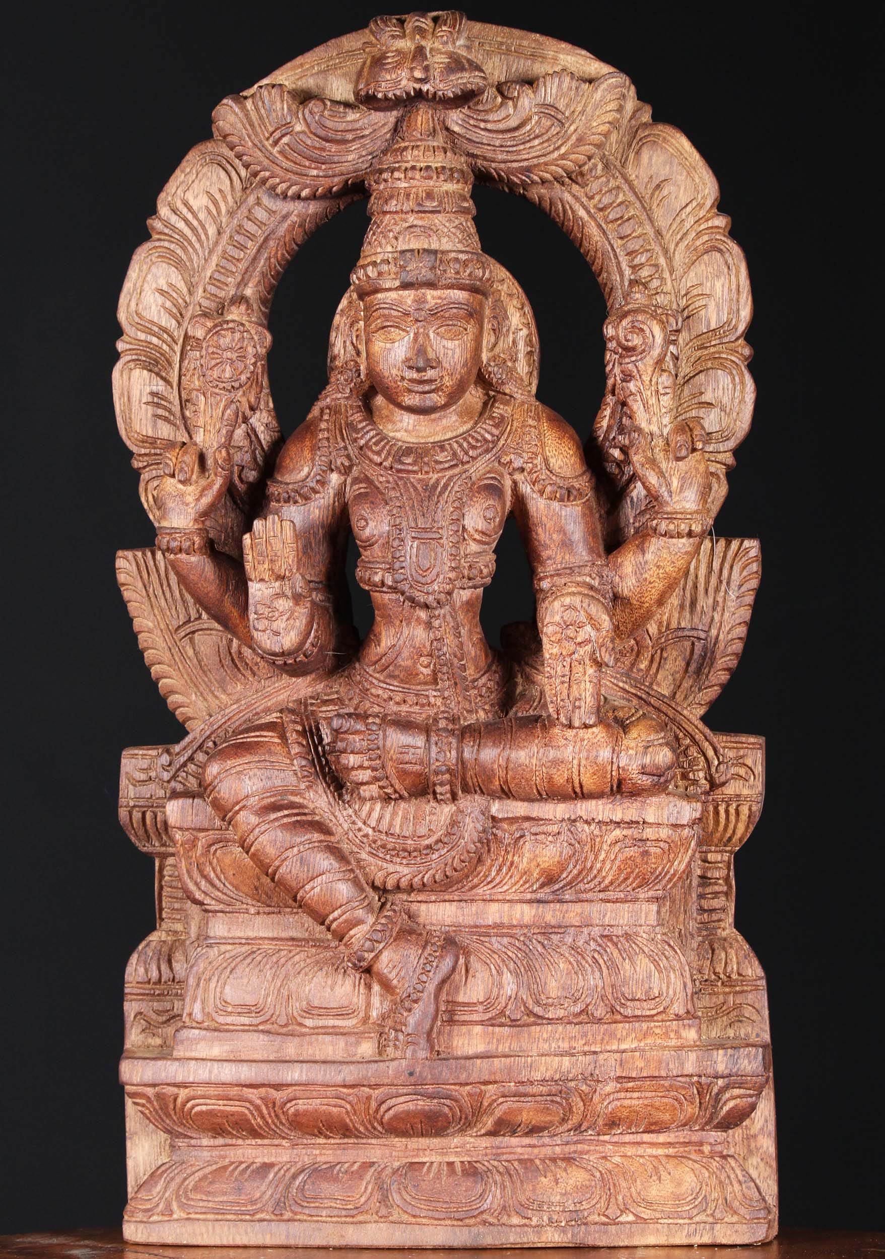 Wooden Abhaya Mudra Vishnu Statue 18"