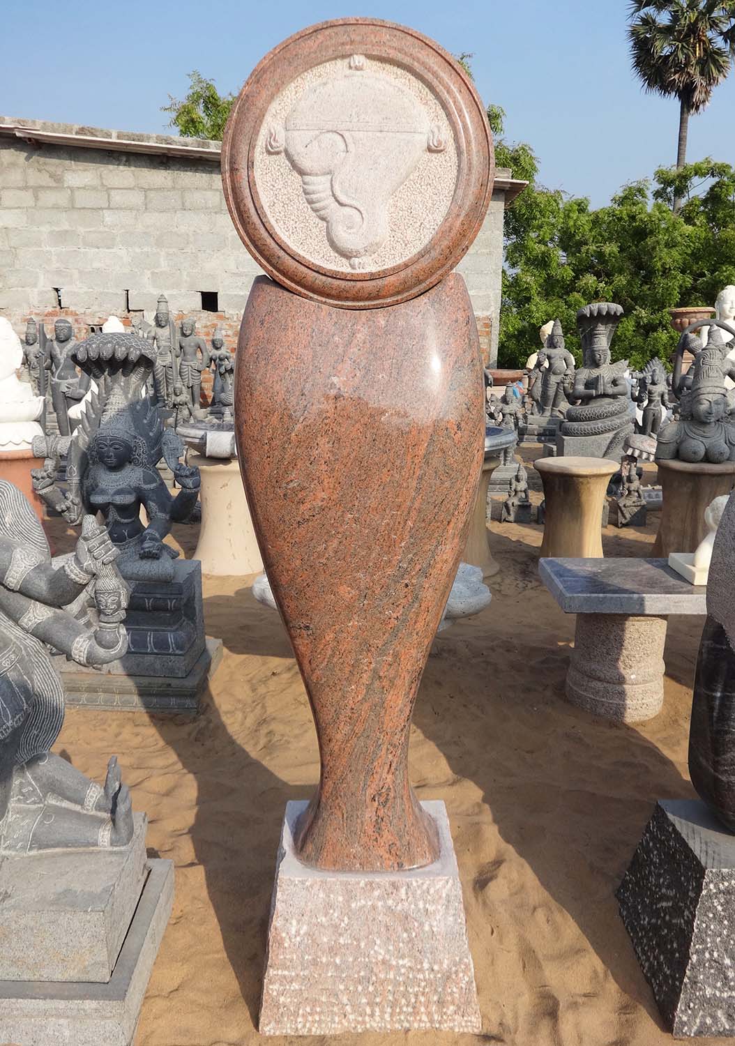 Modern Art Sculpture of Matsya the Fish, 1st Avatara of Vishnu with Conch & Chakra 63"