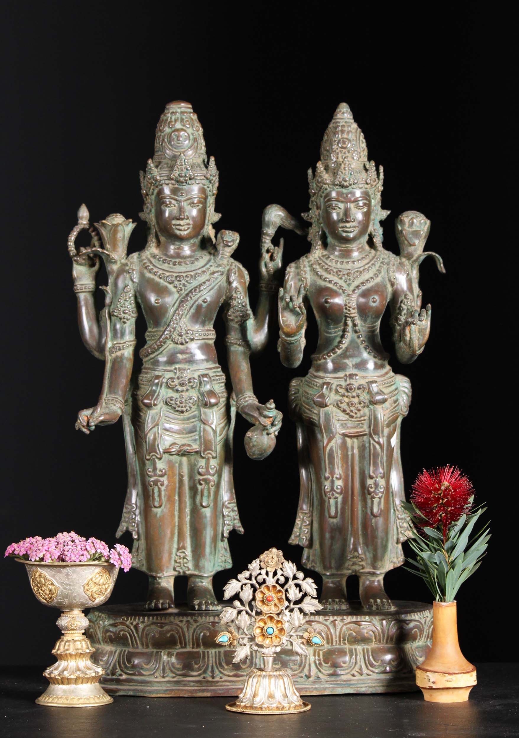 Brass Hindu Shiva Parvati Statue 19"