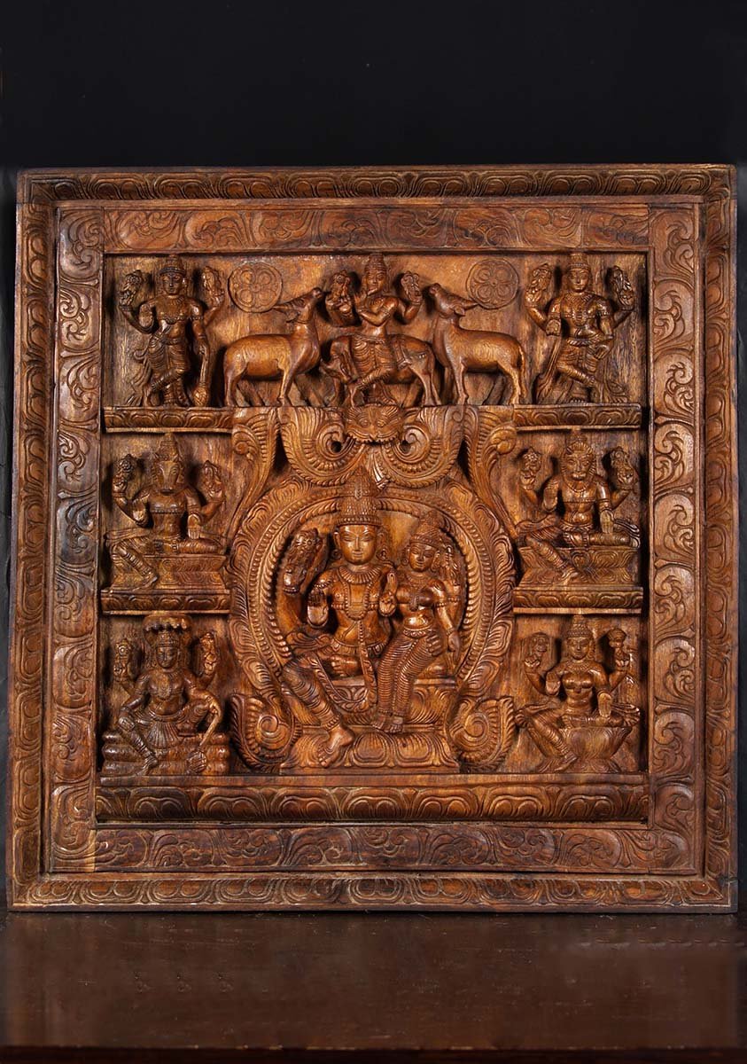 Wooden Vishnu Avatar Panel 30"