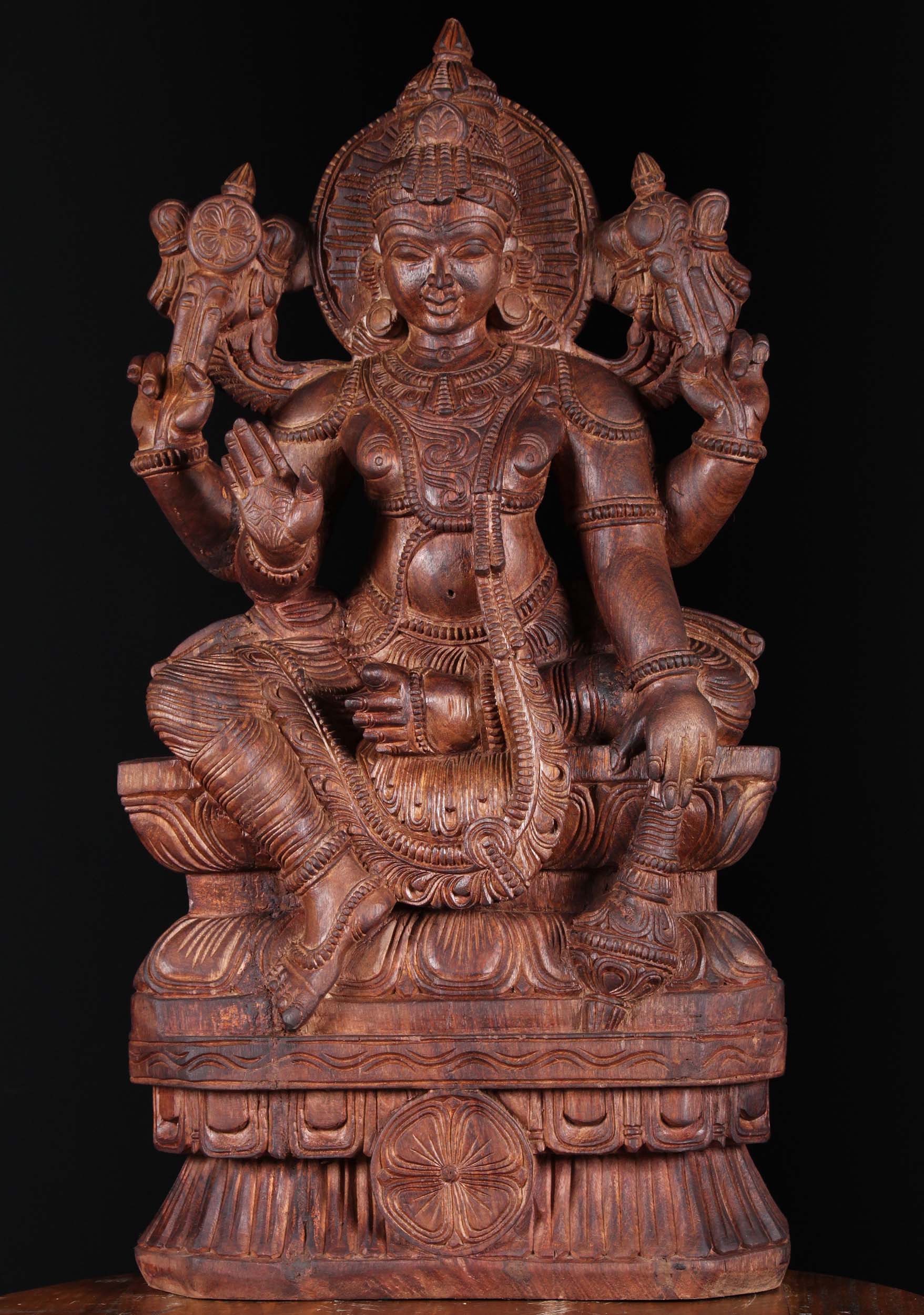 Wooden Vishnu Sculpture Holding Club 30"