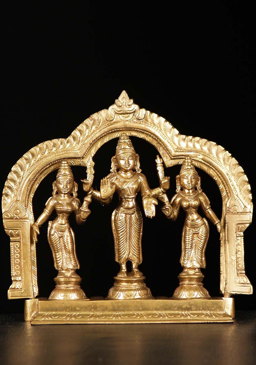 Bronze Murugan Set With Consorts 7"