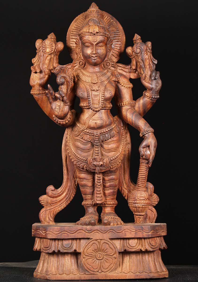 Wooden Vishnu the Preserver Statue 24"