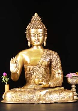 SOLD Antique Gold Naga Ratanakosin Buddha Statue 42