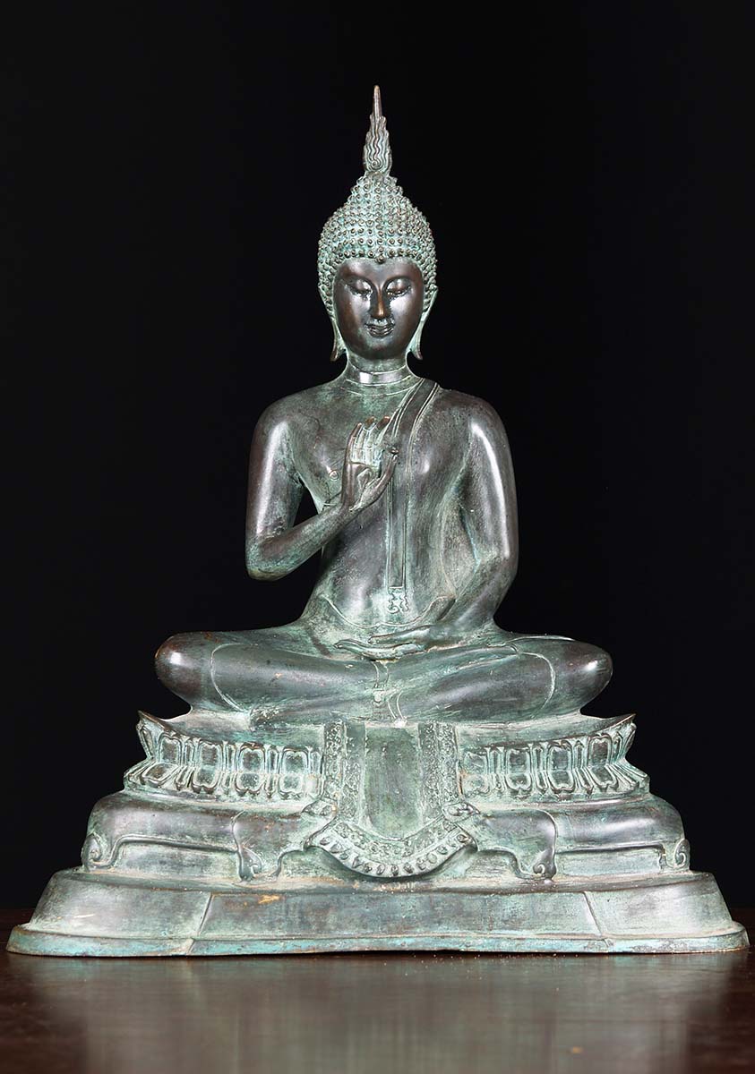 Thai Brass Vitarka Buddha Statue 17"