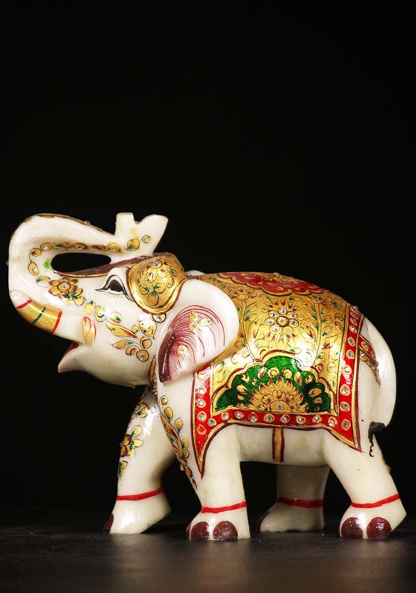 Marble Elephant with Lucky Raised Trunk 8