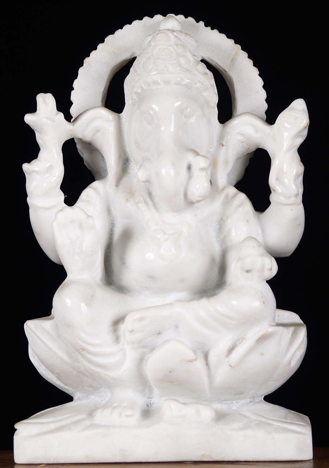 White Marble Seated Ganesh Statue 12"