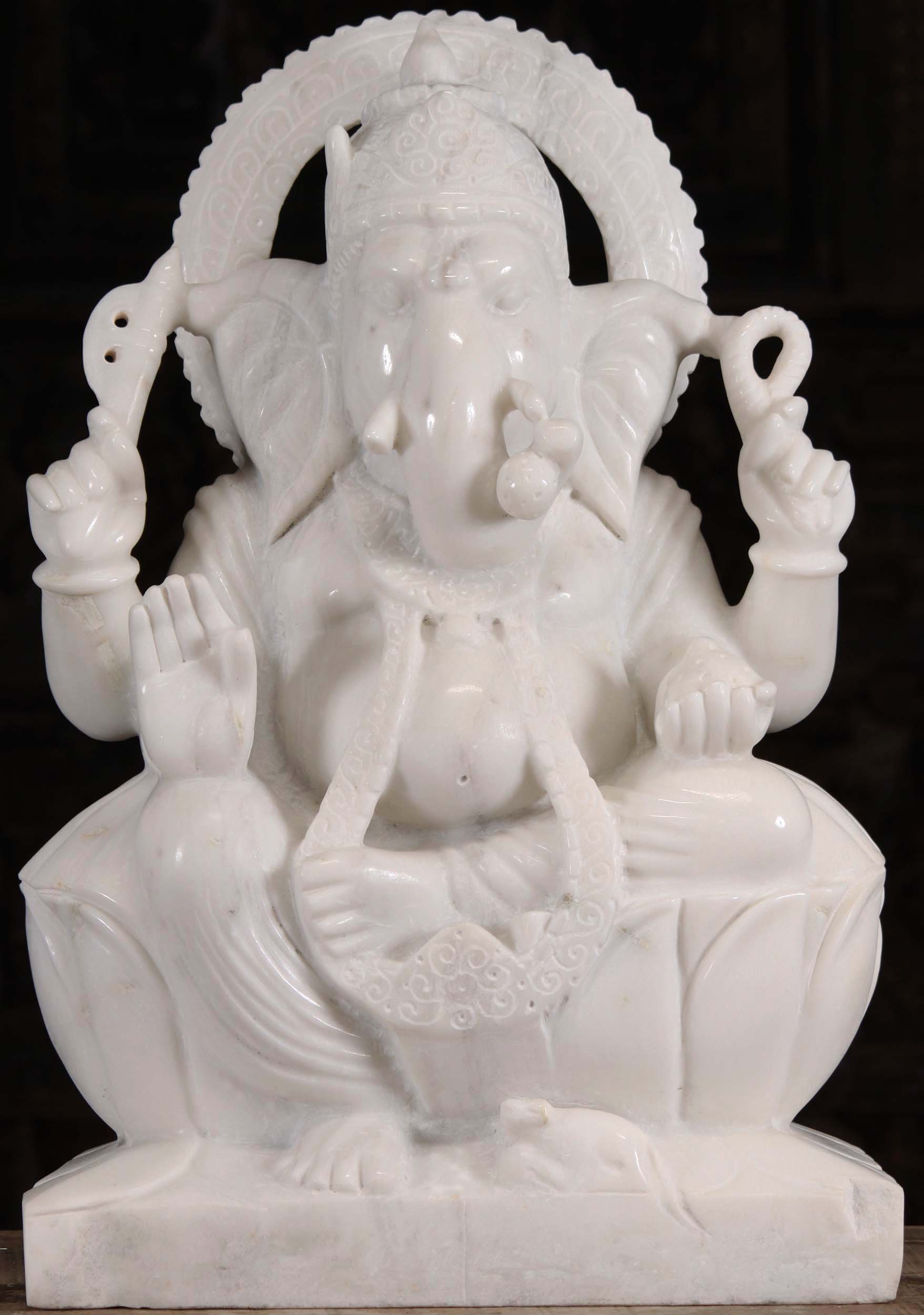 Marble Ganesh "Remover of Obstacles" Statue 24"