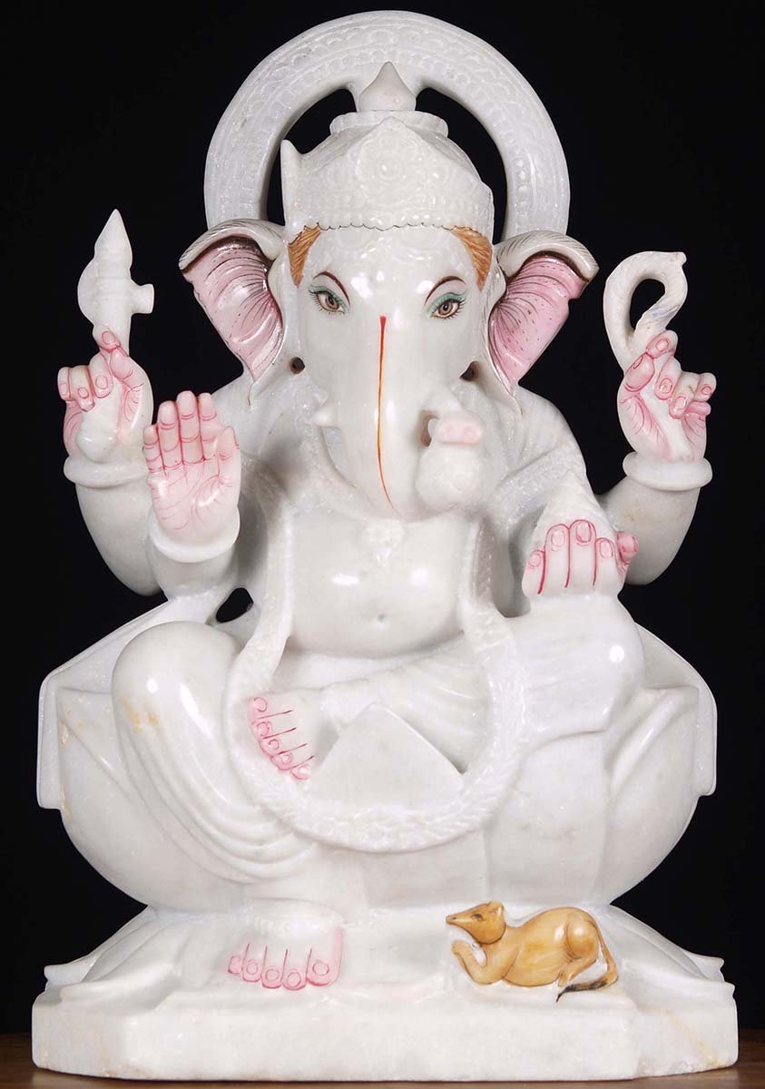 Marble Ganesh Sculpture 18"