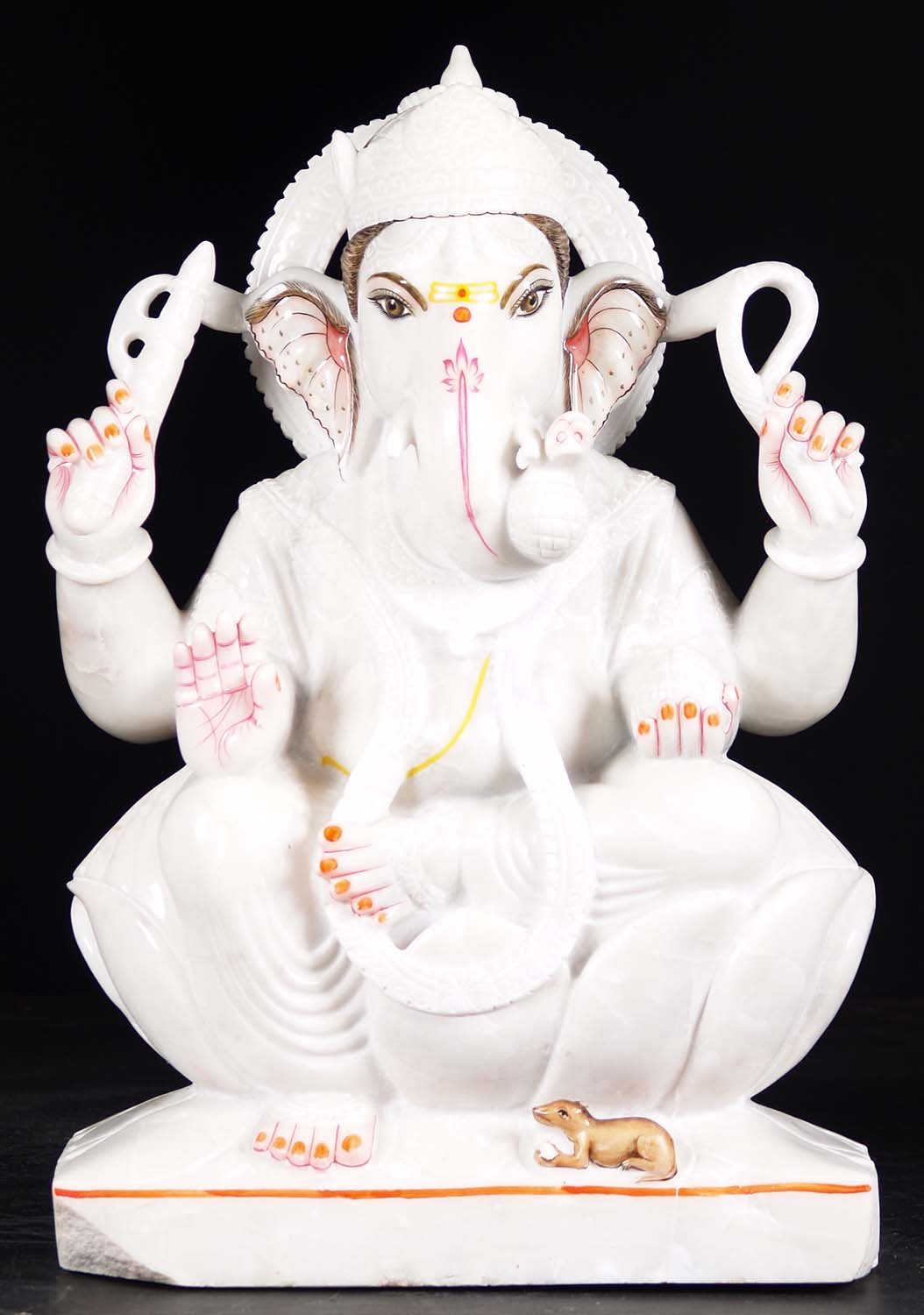 White Marble Ganesha Sculpture 30"