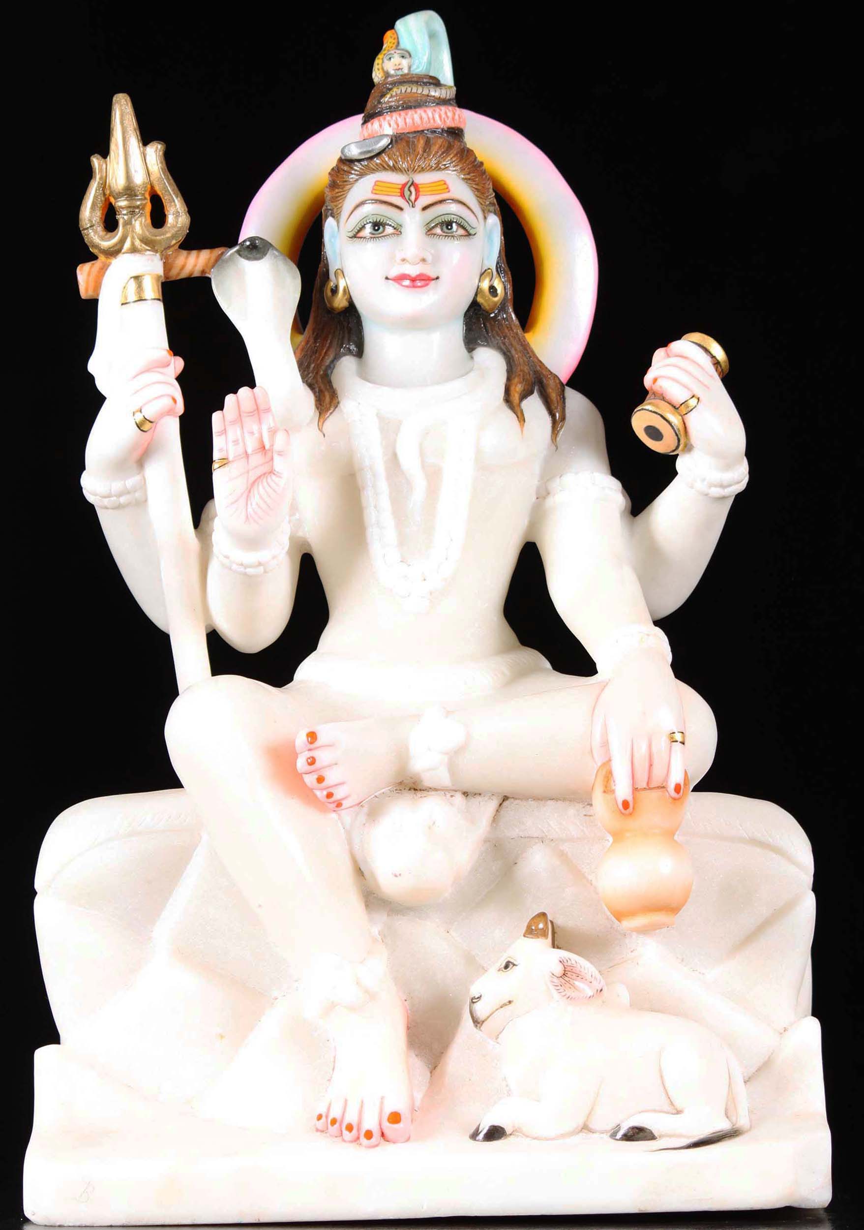 SOLD White Marble Shiva Seated on Mountains 23