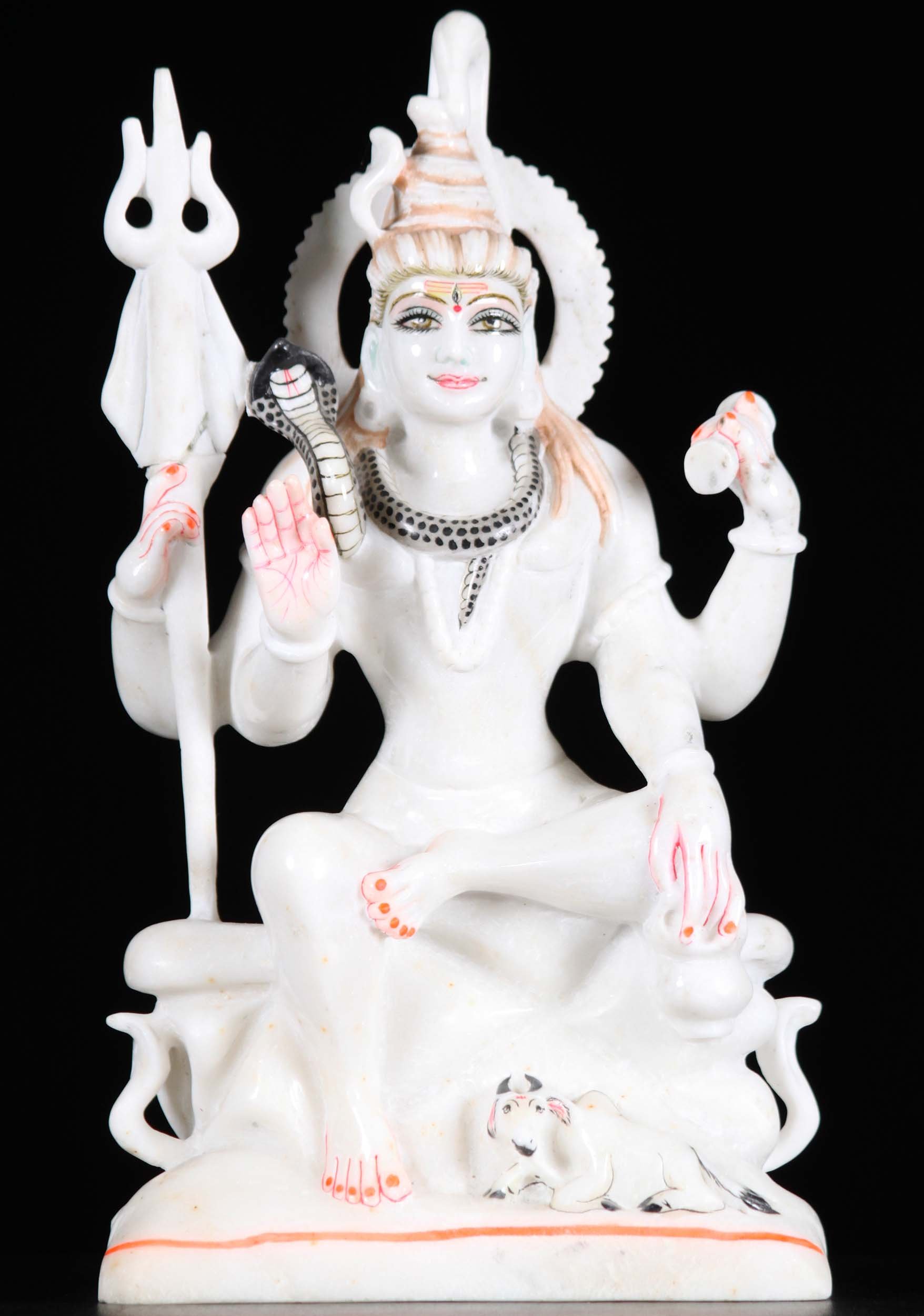 White Marble Shiva Sculpture Holding Trident 15"