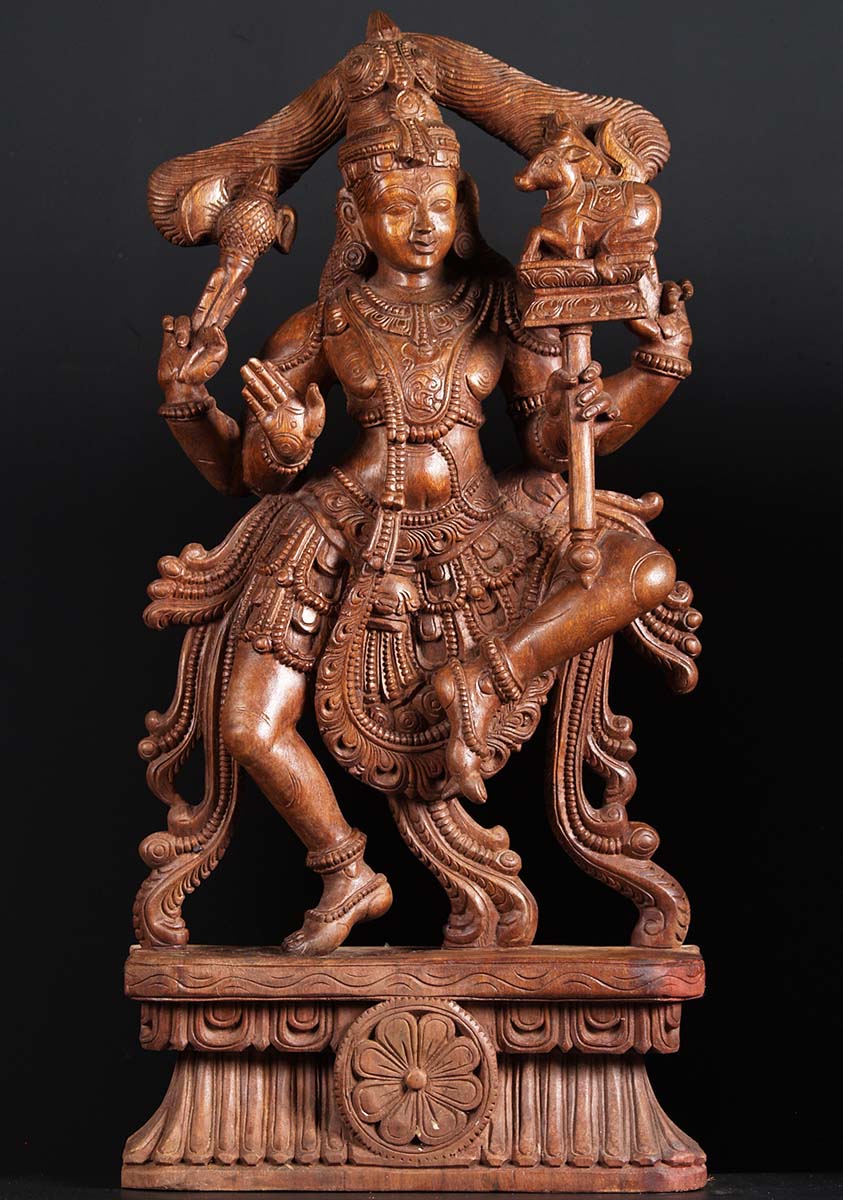 Wood Dancing Shiva Statue 38"