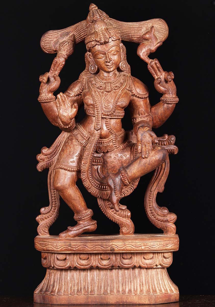 Wooden Dancing Shiva Statue 24"